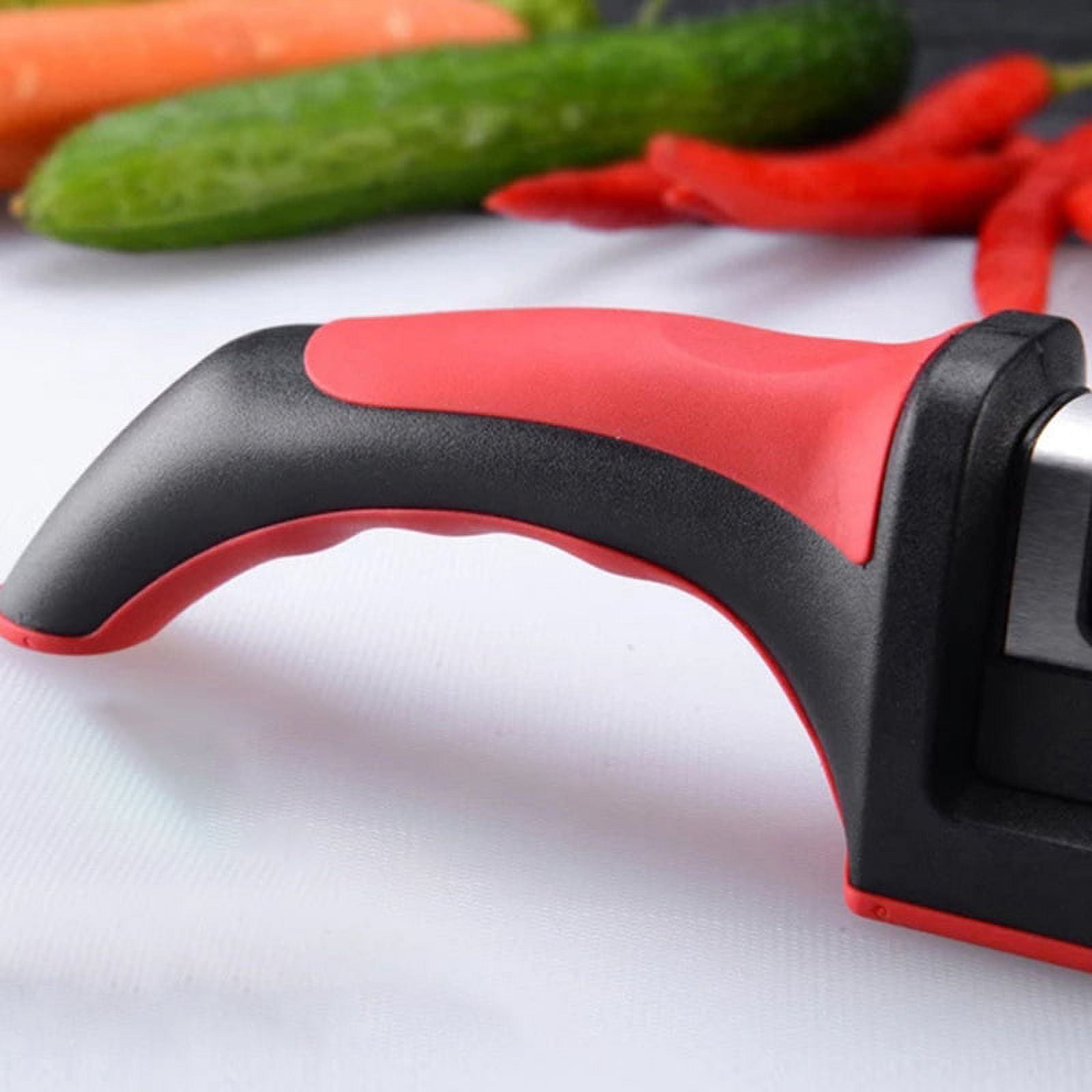 Manual sharpener - made of ABS+TPE - carbide and ceramic rollers - black and red - Image 5