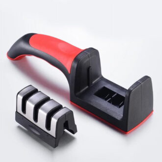 Manual sharpener - made of ABS+TPE - carbide and ceramic rollers - black and red