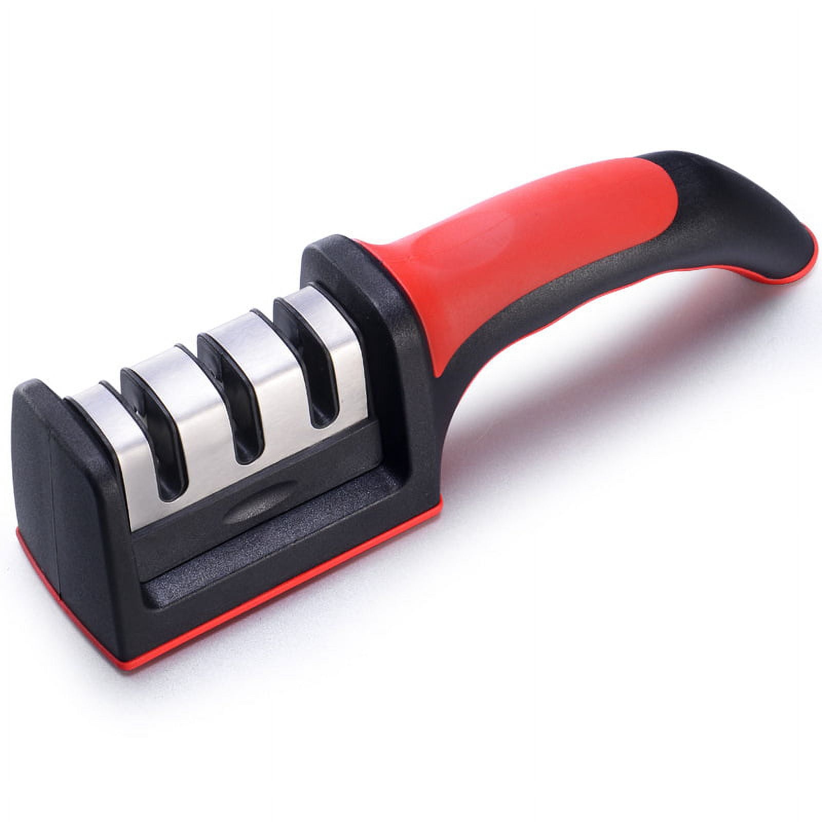 Manual sharpener - made of ABS+TPE - carbide and ceramic rollers - black and red - Image 3