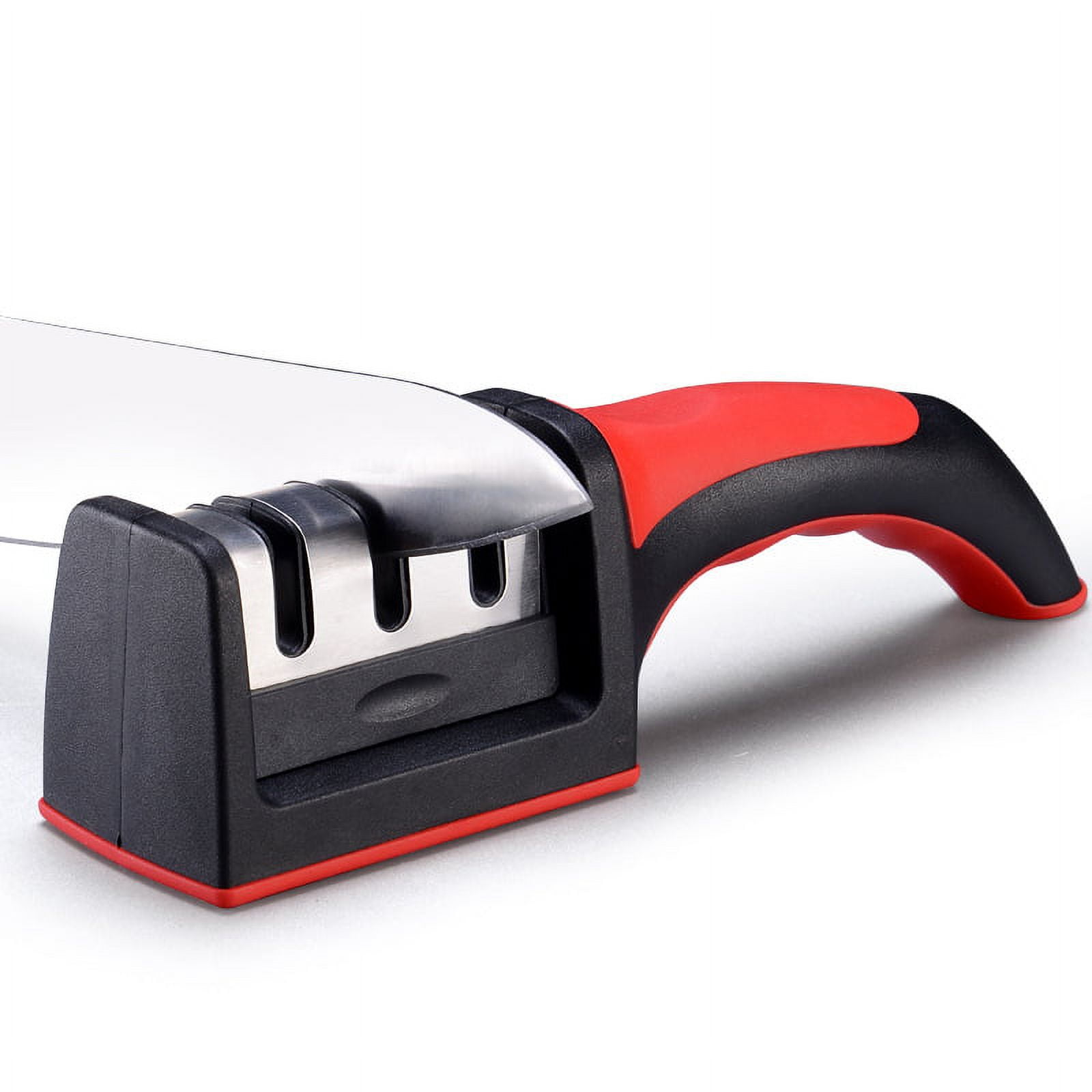 Manual sharpener - made of ABS+TPE - carbide and ceramic rollers - black and red - Image 4