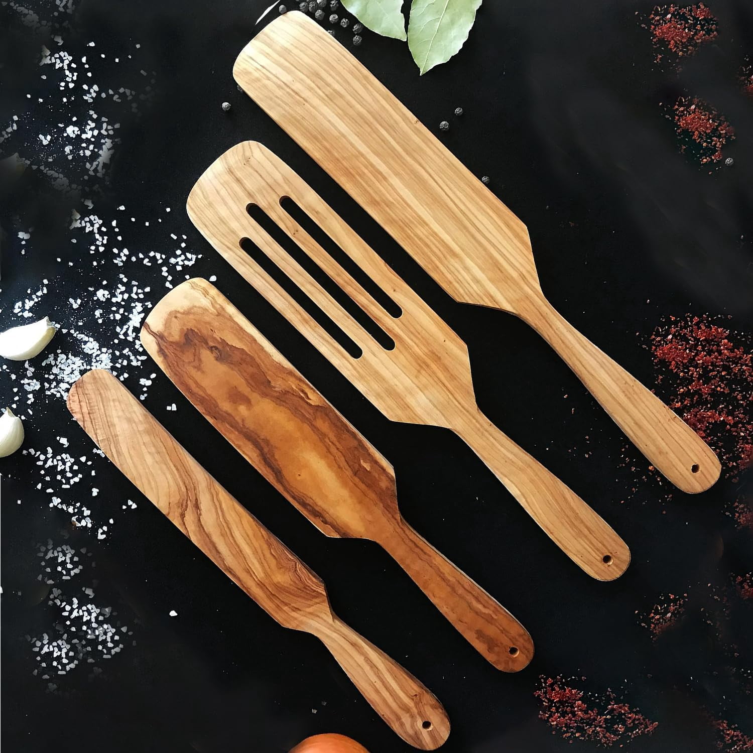 Mark. Olive Wood Durable Nonstick Natural Kitchen Utensil Sets, 4 pcs - Image 3