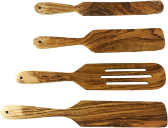 Mark. Olive Wood Durable Nonstick Natural Kitchen Utensil Sets, 4 pcs