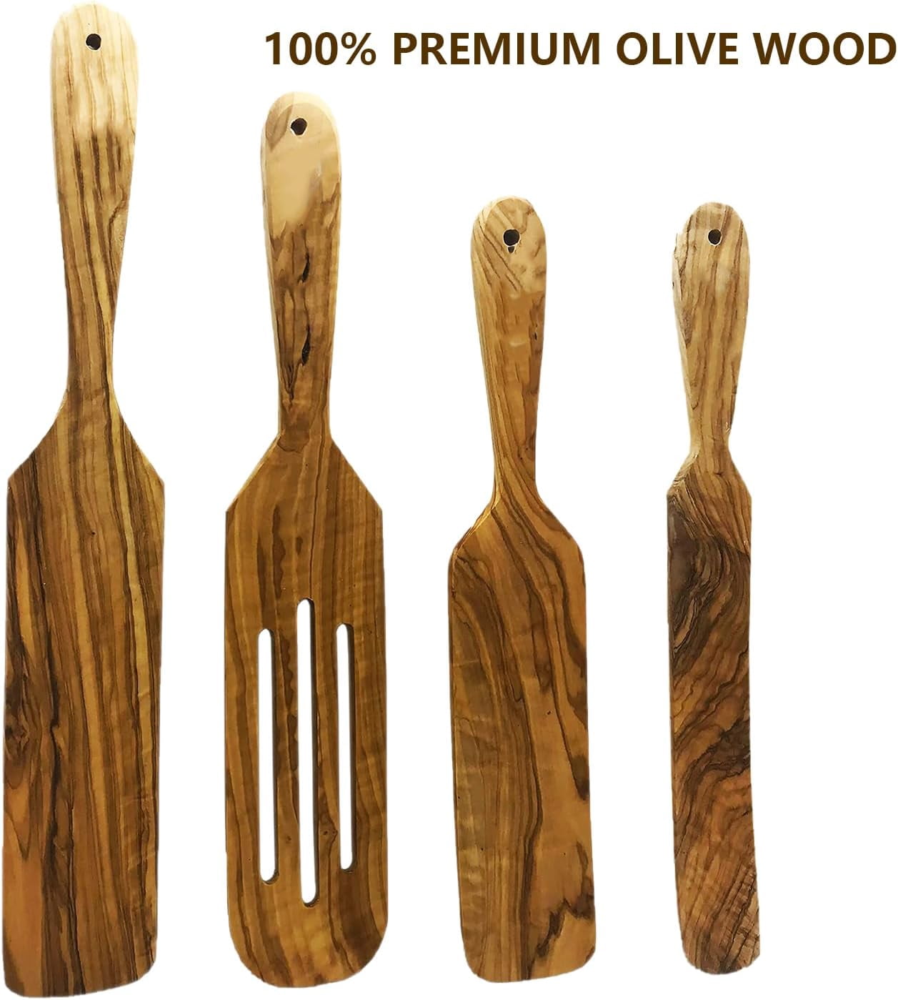 Mark. Olive Wood Durable Nonstick Natural Kitchen Utensil Sets, 4 pcs - Image 2