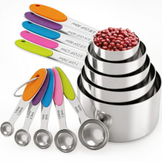 Measuring Cups and Spoons Set, 10Pcs Stainless Steel Measuring Cups Set, Nesting Measuring Cups with Easy to Read, Kitchen Utensils for Cooking and Baking