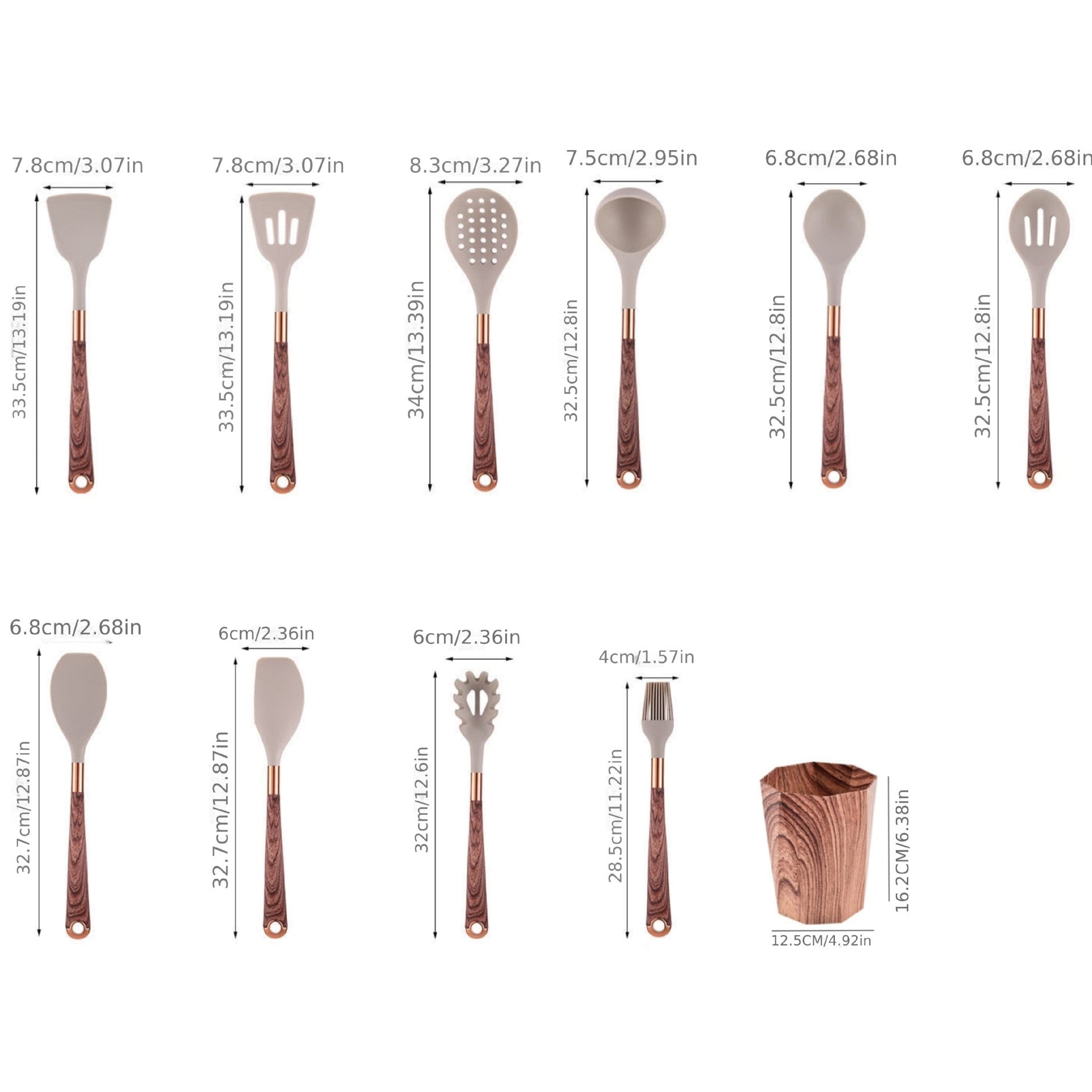 Mictong high-quality non stick silicone kitchen utensil set, easy to cook tool set, easy to clean, heat-resistant, durable, is a must-have for home chefs, brown, 10 pieces - Image 3