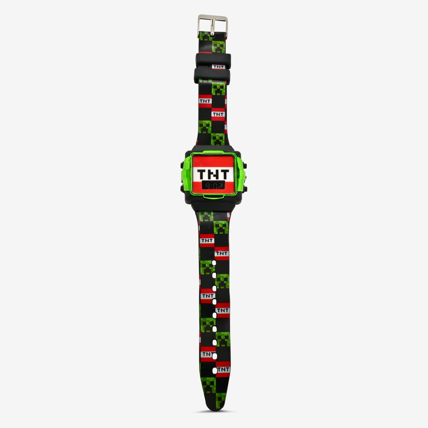 Minecraft Creeper Kids LCD Digital Watch with Silicone Strap, Green/Black - Image 2