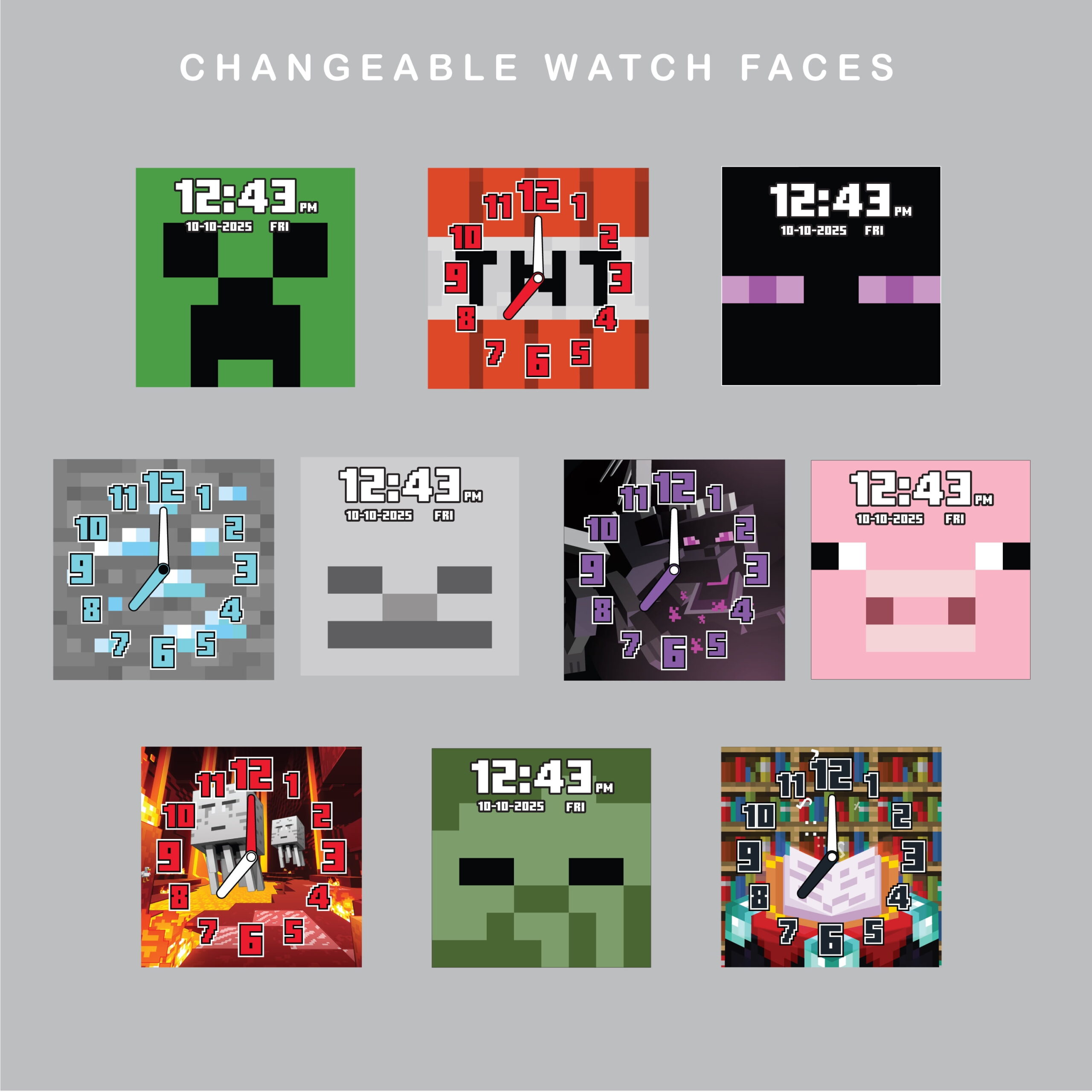 Minecraft iTime Unisex Touchscreen Smart Watch with Silicone Strap and Green Case 42MM - Image 3