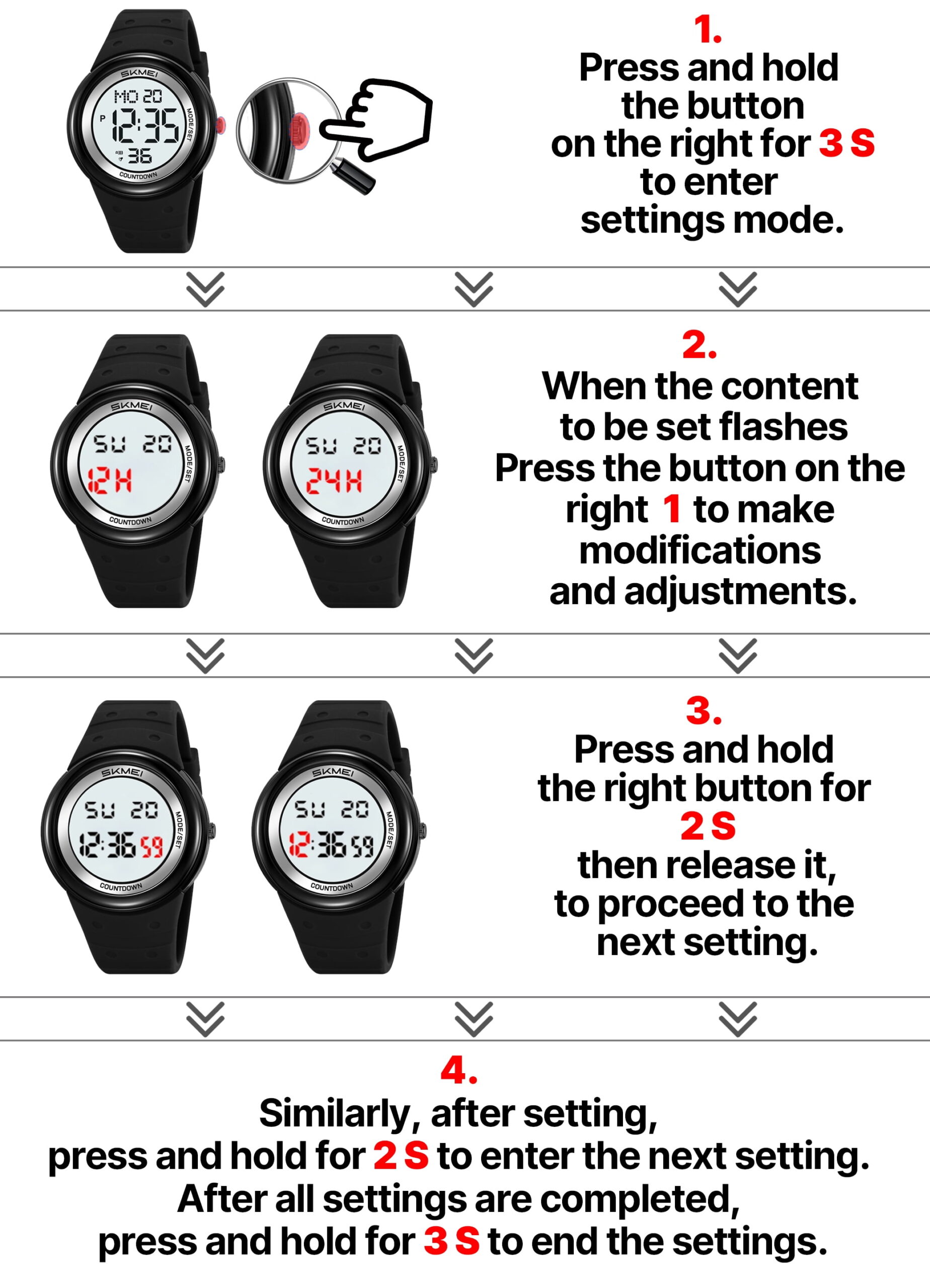 MJSHUN Kids Digital Watch for Age 4-15, 30 M Waterproof Watches with Alarm Stopwatch Wrist Multifunctional Luminous Sports Watches for Boys Girls Birthday Gift for Kids - Image 3