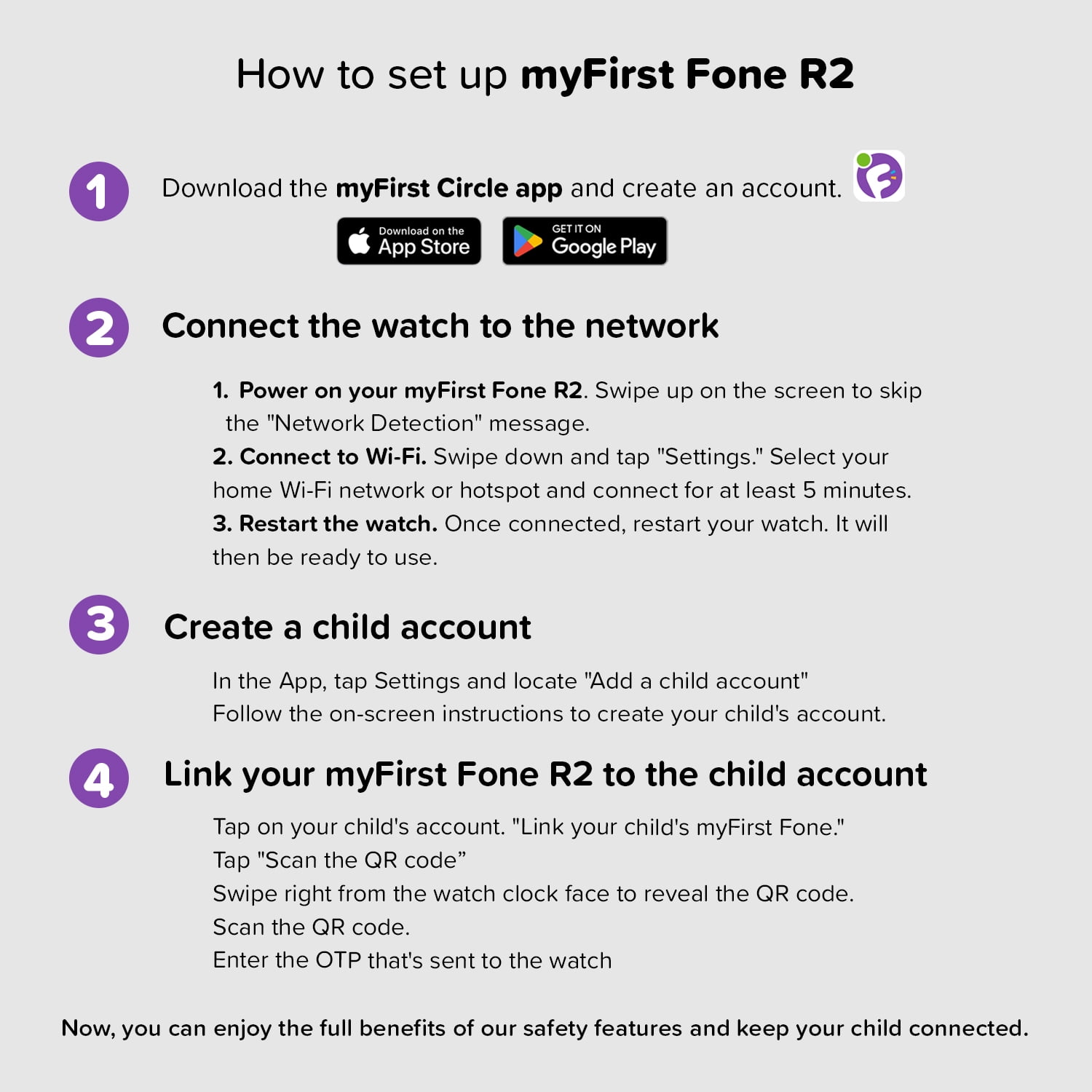 myFirst Fone R2 (Cotton Candy) - Kids Smartwatch Phone: GPS Safety, Video Call, SOS, eSIM, Care Call (Ages 5-12, North America) - Image 2