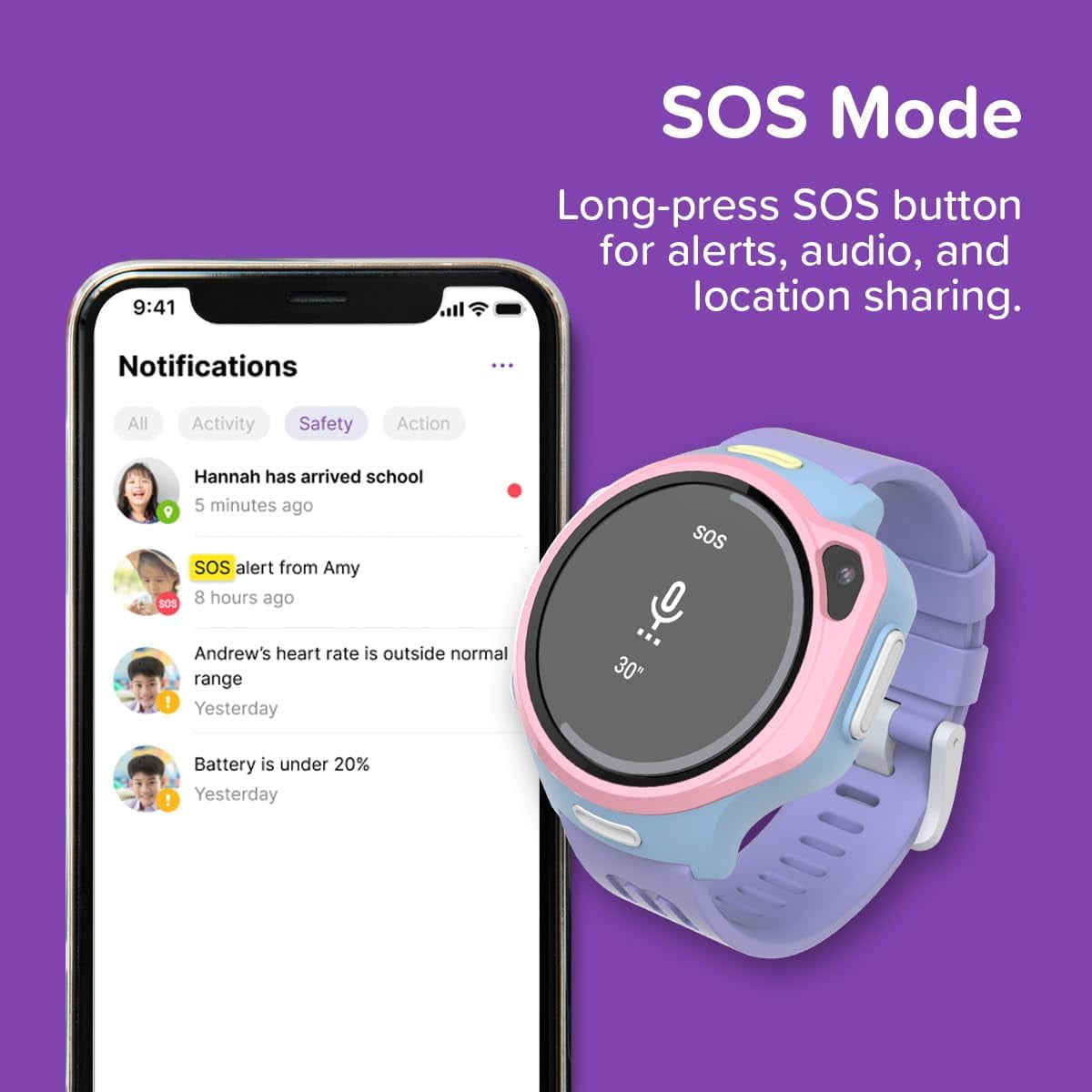 myFirst Fone R2 (Cotton Candy) - Kids Smartwatch Phone: GPS Safety, Video Call, SOS, eSIM, Care Call (Ages 5-12, North America) - Image 5
