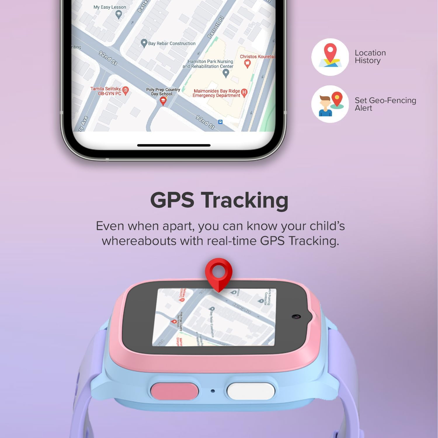 myFirst Fone S3+ (Cotton Candy)- Kids Smartwatch Phone: eSIM Technology, GPS Tracker, HD Video & Voice Call, Messaging, SOS Button, Care Call - Image 2