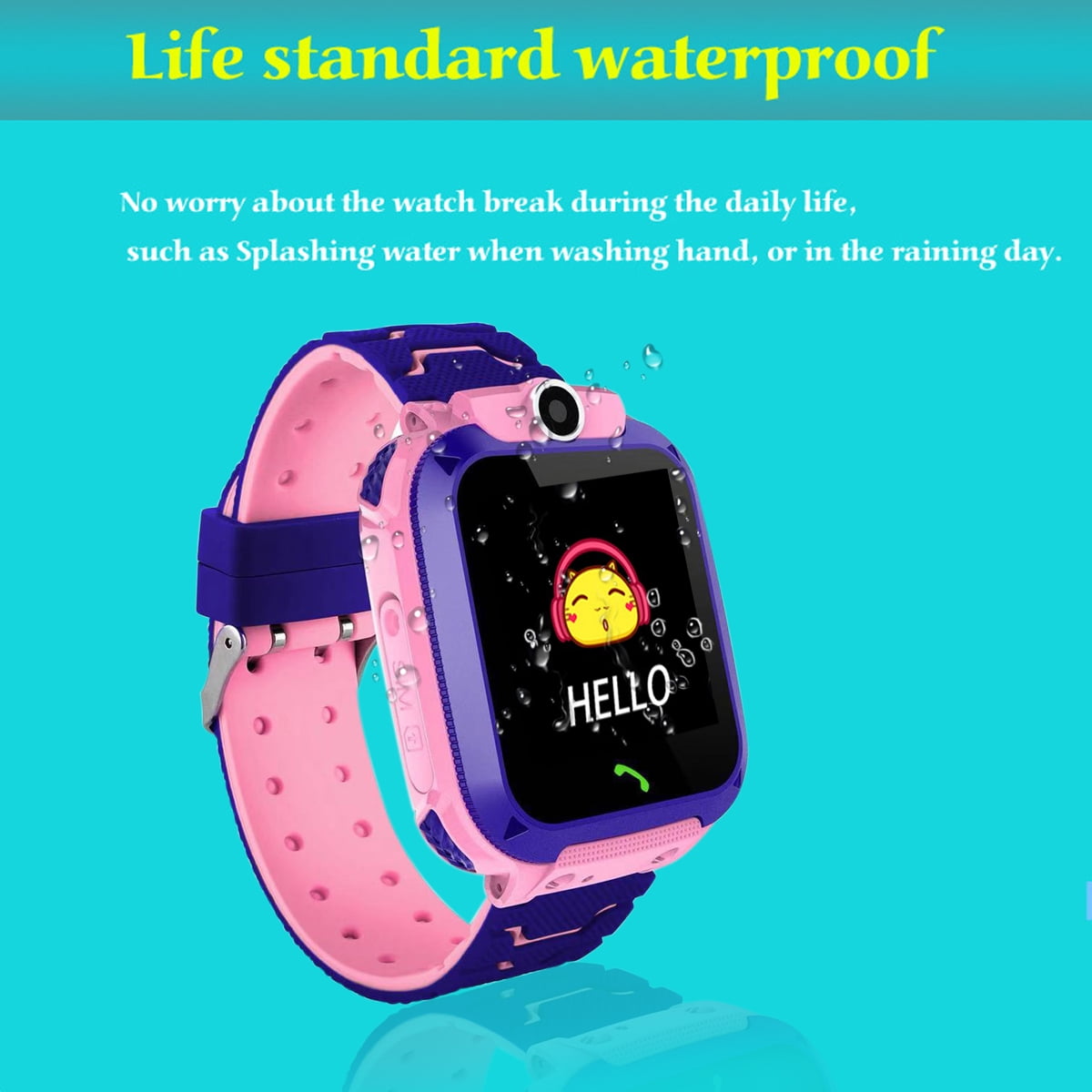 New Kids Smart Watches with GPS Phone Call for Boys Girls Digital Wrist Watch Sport Smart Watch Touch Screen Cellphone Camera Anti-Lost SOS Learning Toy for Kids Gift (Blue&Pink) - Image 2