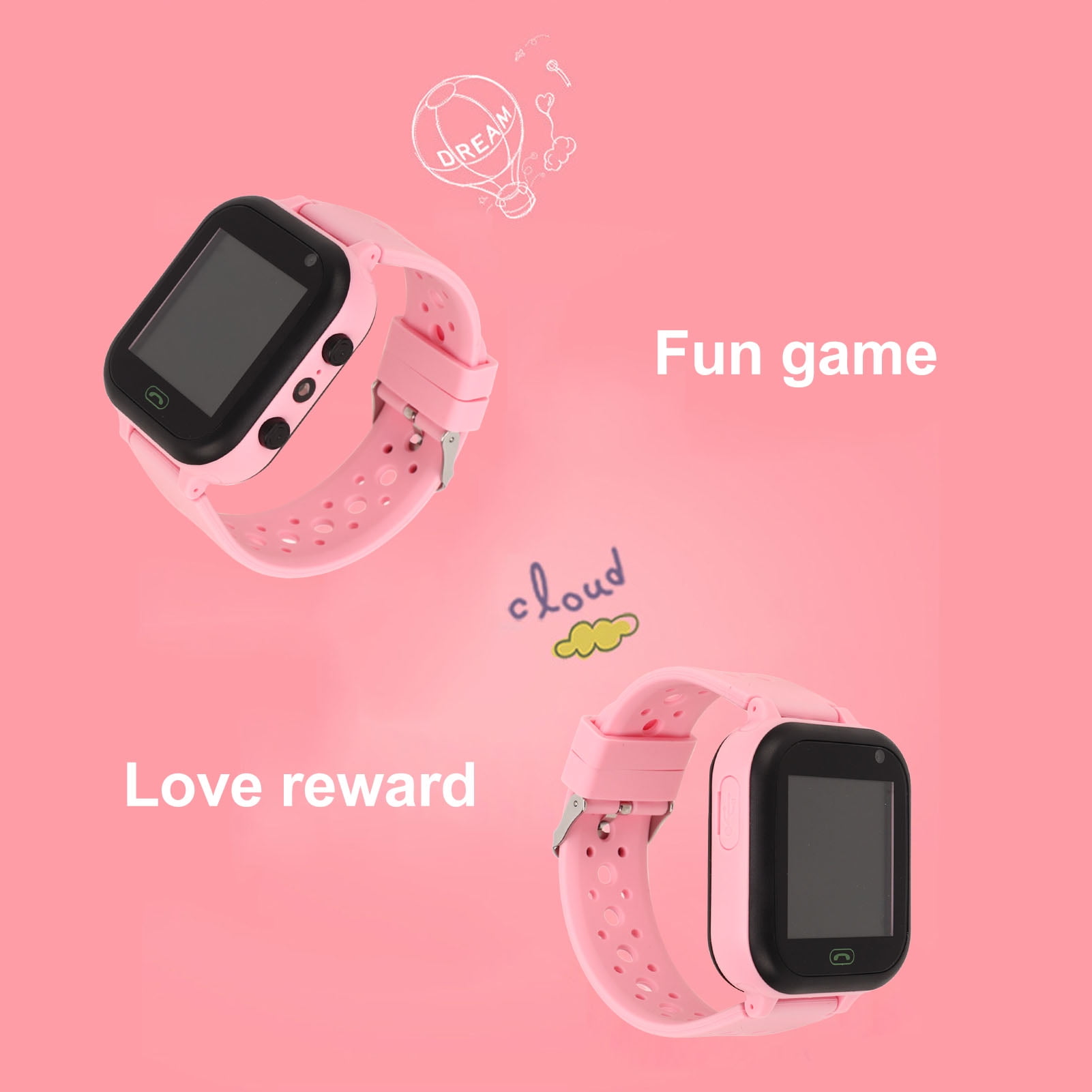 NFTIGB Children Intelligent Voice Watch IP67 Waterproof Tracker Touch Screen Kids Smart Alarm Watch Pink with 1.44 Inch / 36.5mm Display, Video Calling, Pedometer, and Camera Capabilities - Image 5