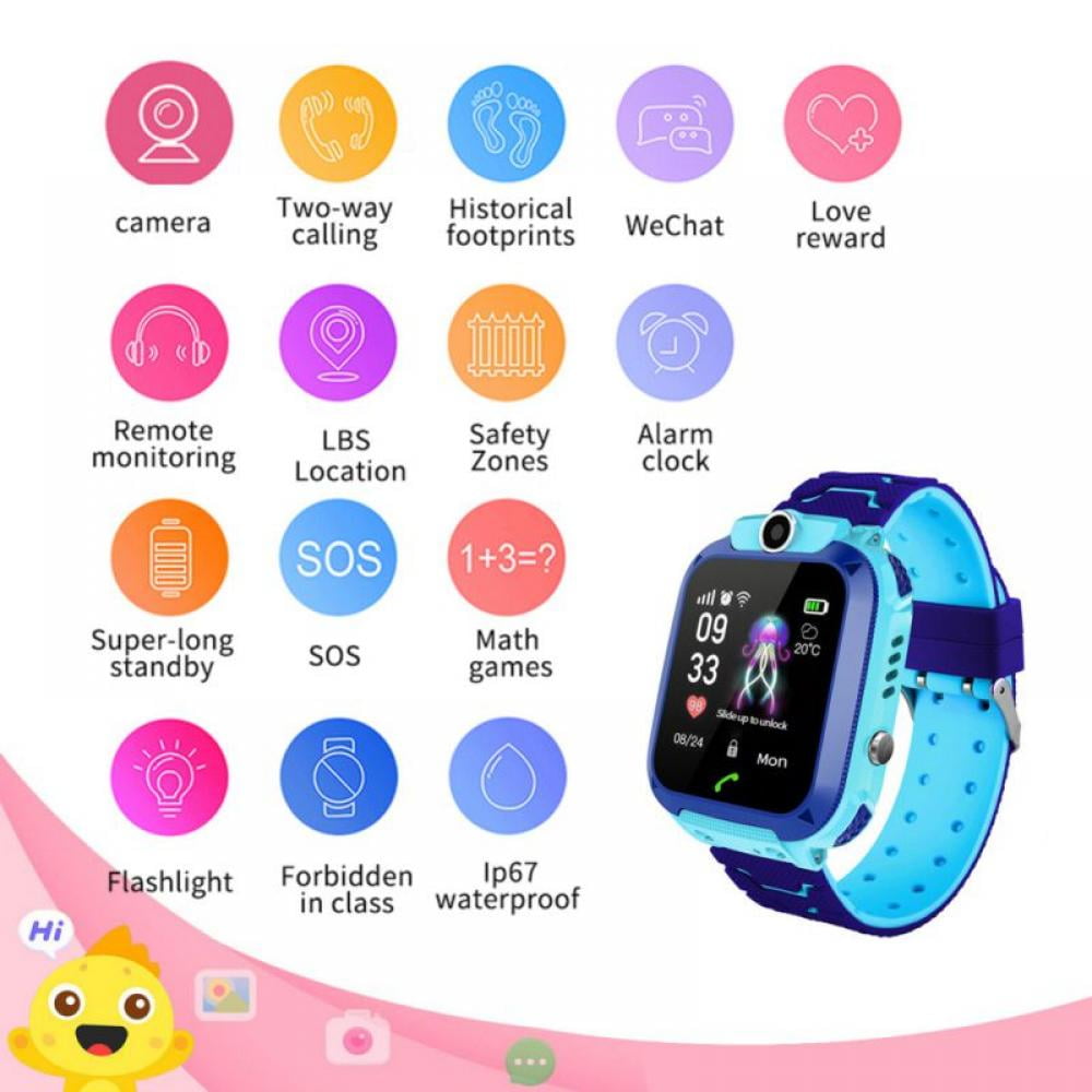 NO Kids Smart Watch IP67 Waterproof 1.44 inch Blue with Sports Band - Image 3