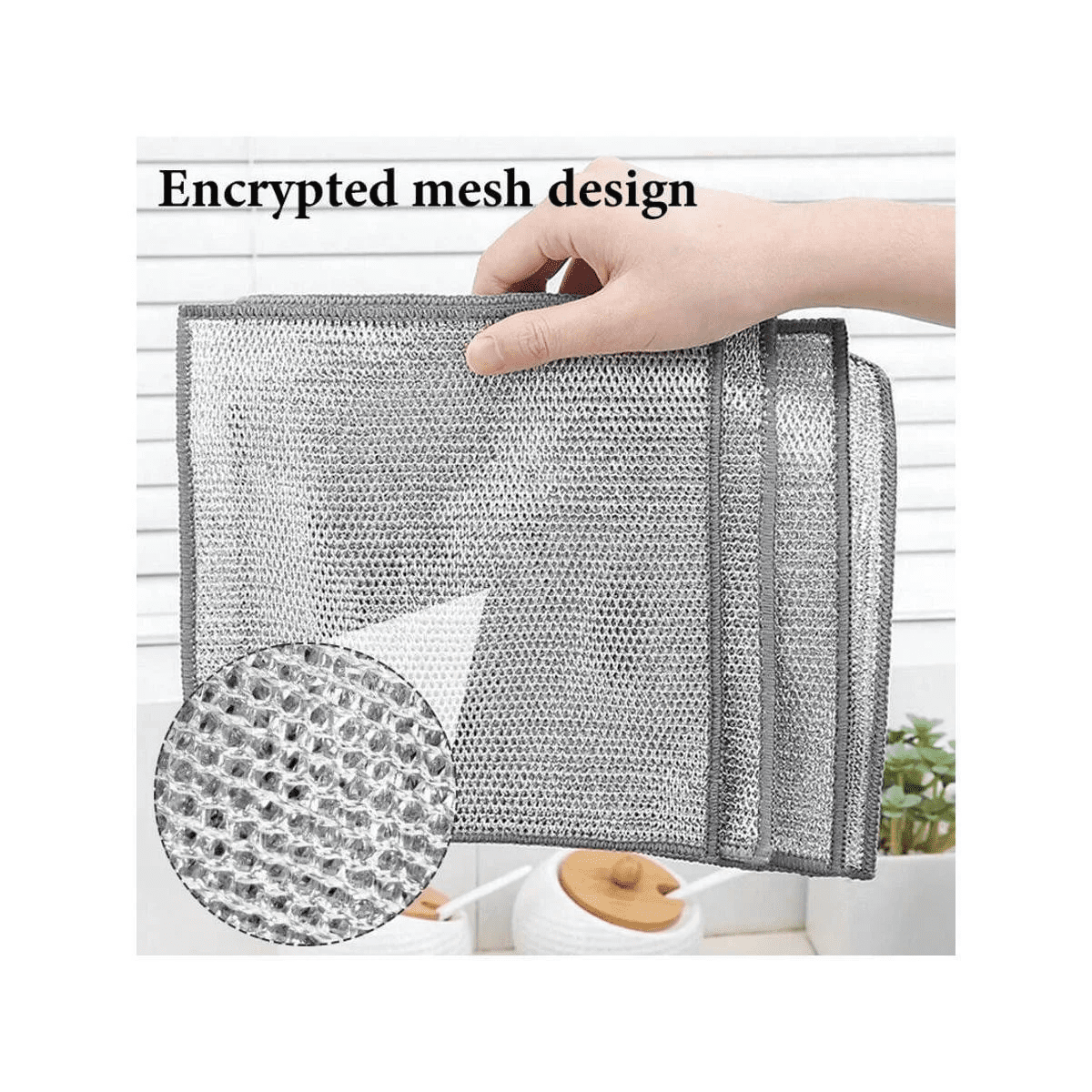 Non-Scratch Steel Wire Dish Cloths, Quick Drying Wet & Dry Cleaning Rags, Multi-Purpose Kitchen Towels for Dishes, Cookware, Sinks and Stoves, 10-Pack - Image 3
