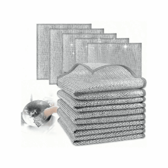 Non-Scratch Steel Wire Dish Cloths, Quick Drying Wet & Dry Cleaning Rags, Multi-Purpose Kitchen Towels for Dishes, Cookware, Sinks and Stoves, 10-Pack