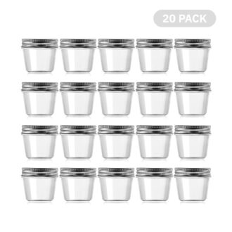 Novelinks 4oz Clear Plastic Jars with Silver Lids Kitchen Storage Containers for Kitchen & Household Storage Coffee Canister,20 Pack
