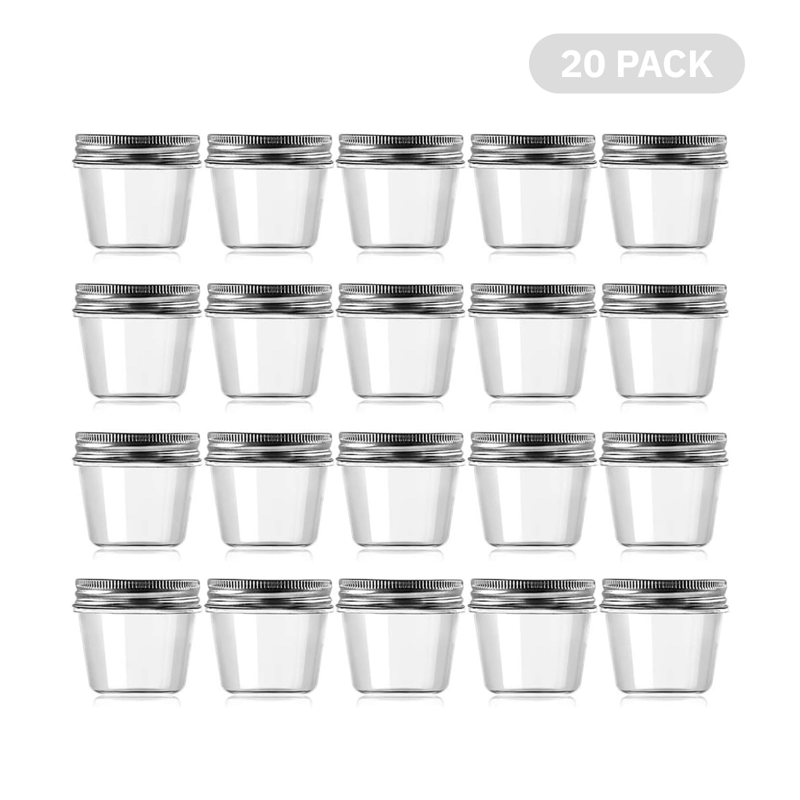 Novelinks 4oz Clear Plastic Jars with Silver Lids Kitchen Storage Containers for Kitchen & Household Storage Coffee Canister,20 Pack
