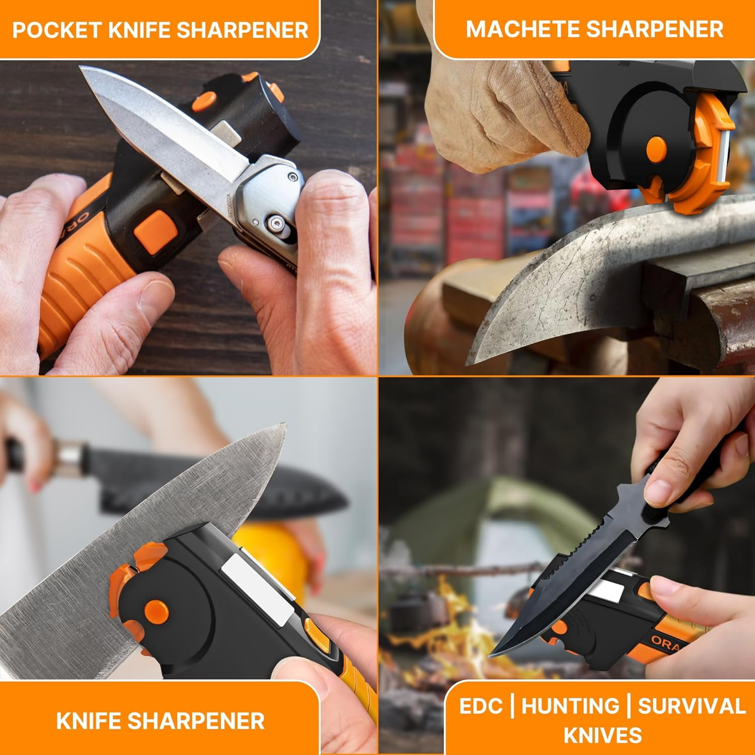 Orange Ninja Garden Tool & Knife Sharpener for Lawn Mower Blade, Scissors, Axe, Hatchet by Sharp Pebble - Image 4