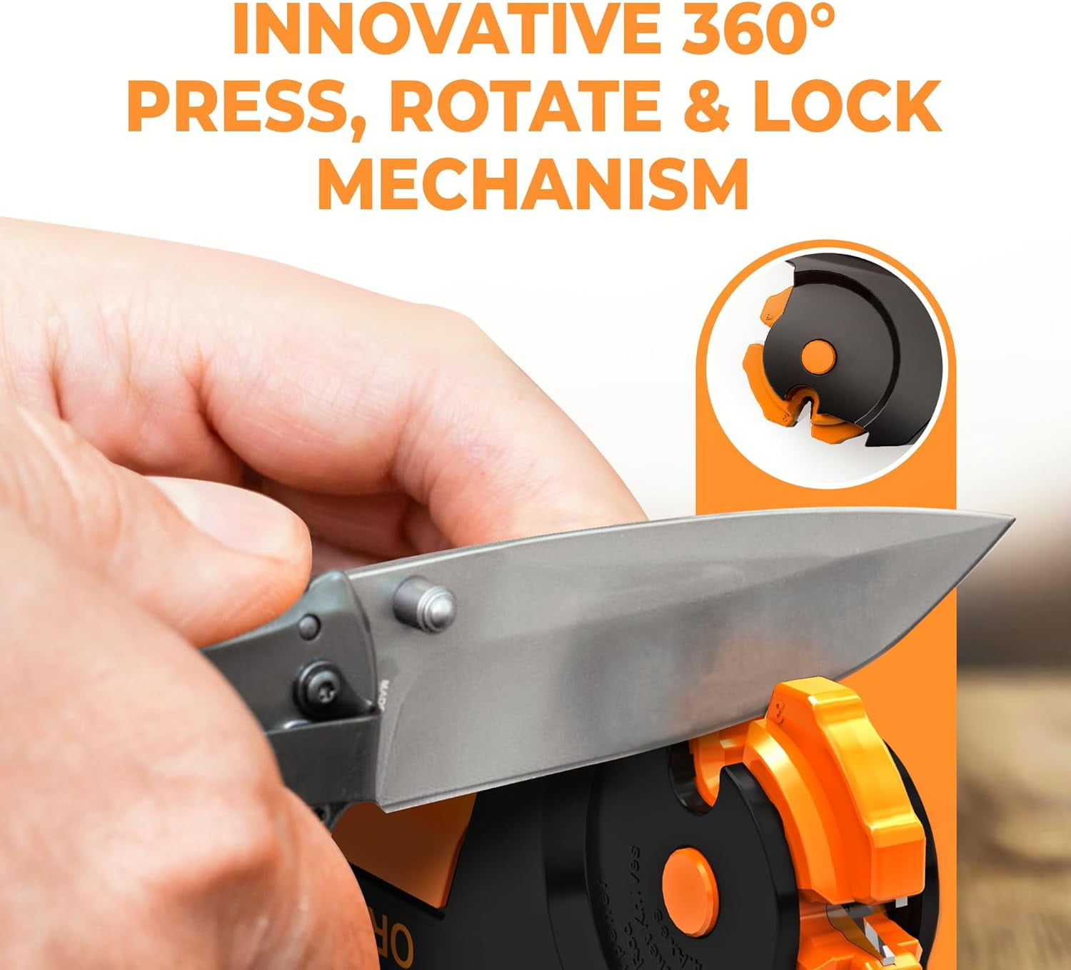 Orange Ninja Garden Tool & Knife Sharpener for Lawn Mower Blade, Scissors, Axe, Hatchet by Sharp Pebble - Image 5