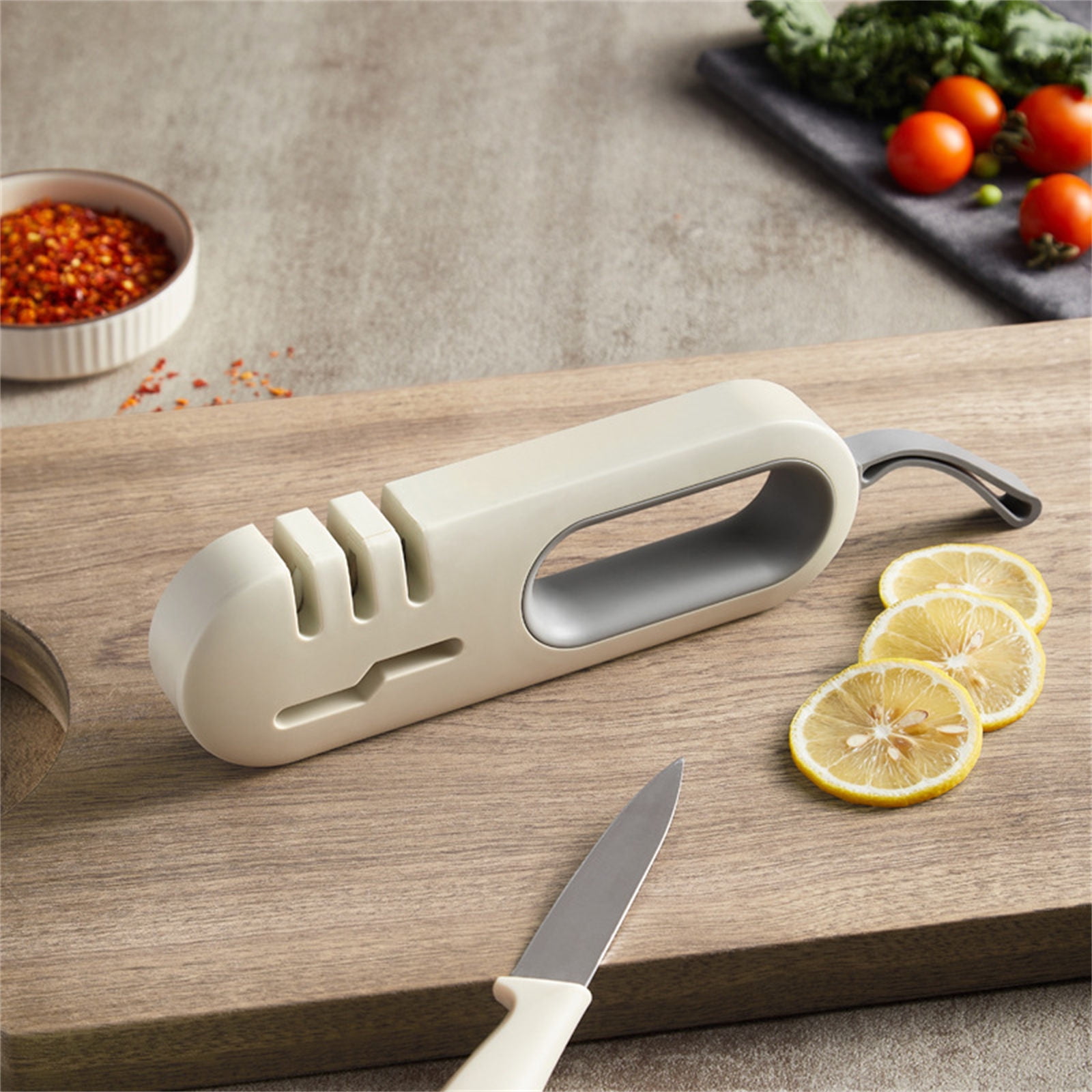 Outoloxit Professional Knife Sharpener for Kitchen Knives and Scissors, Multifunctional Home Sharpening Tool with Ceramic & Steel Wheels, Fast and Easy to Use, 8.27 x 0.98 x 2.56 Inches - Image 2