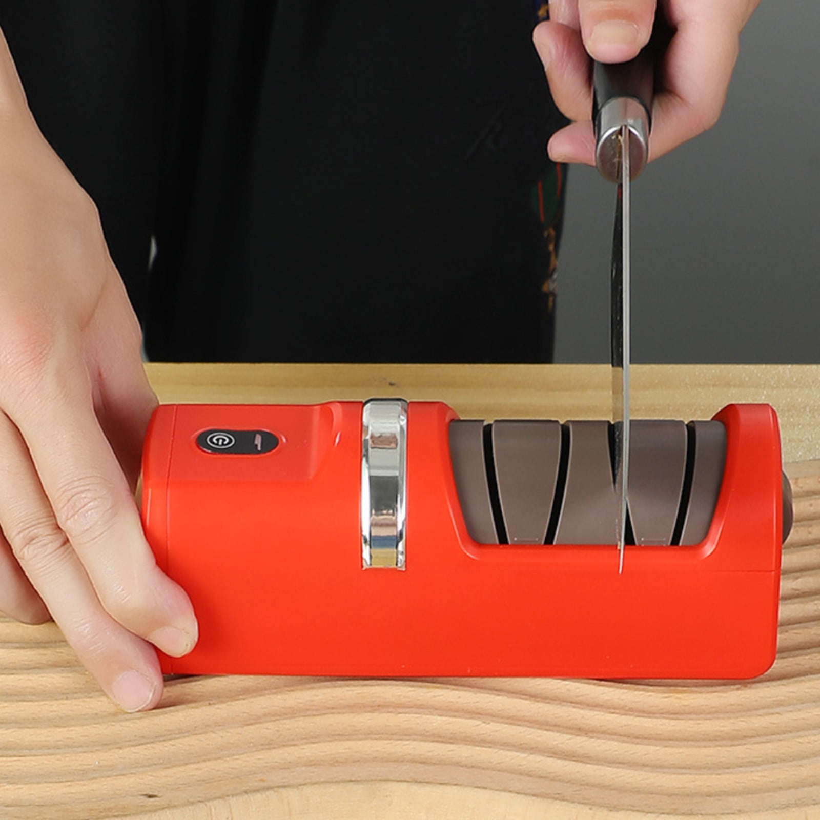 Outoloxit Rechargeable Electric Knife Sharpener, 3 Adjustable Angles for Kitchen Chef Knives & Scissors, Fast 30-60 Sec Sharpening with Diamond Wheels, Compact Cordless Automatic Sharpener - Image 2
