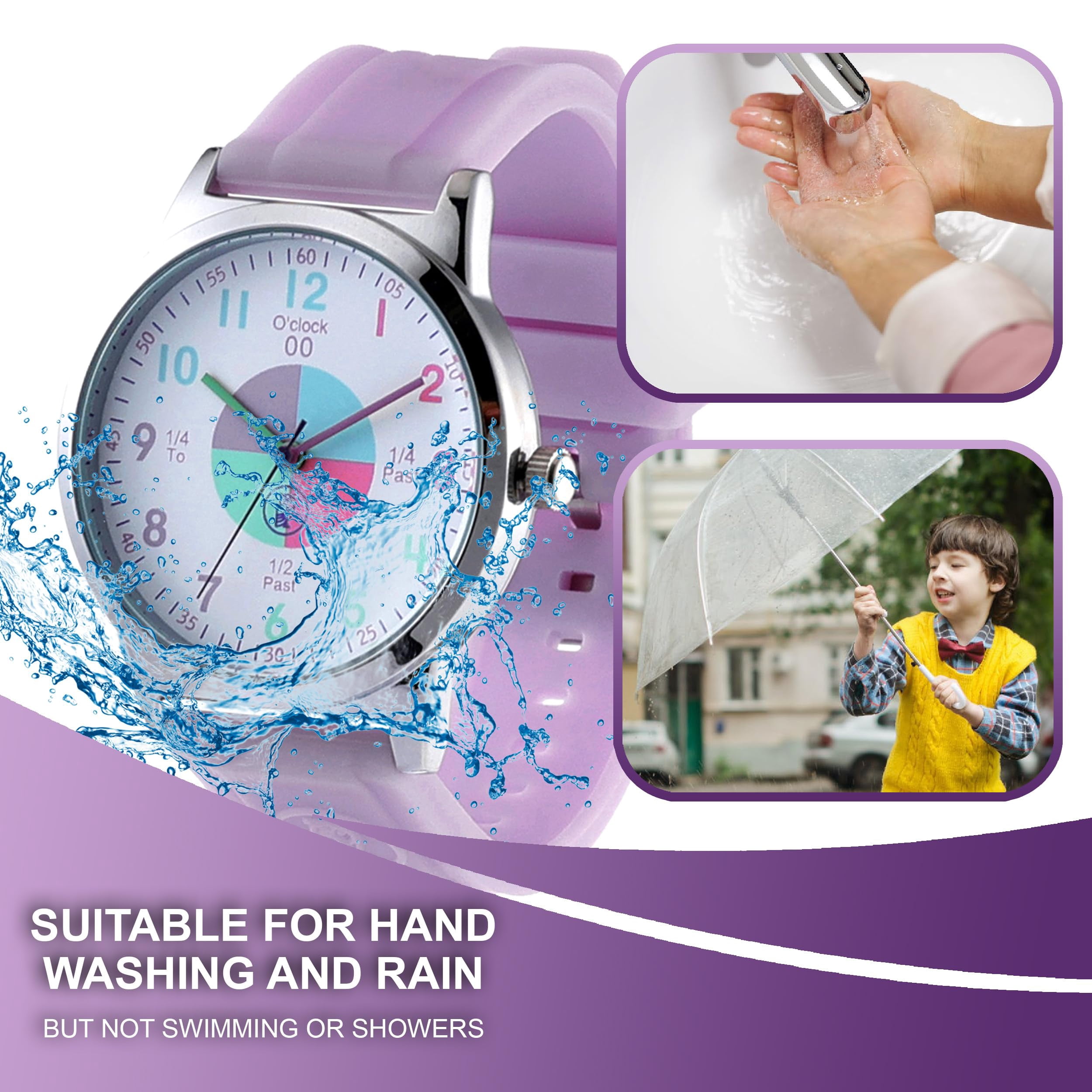 OWLCONIC Purple Kids Watch - Analog Time Teaching for Kids Learning Time, Gift Watches. - Image 3