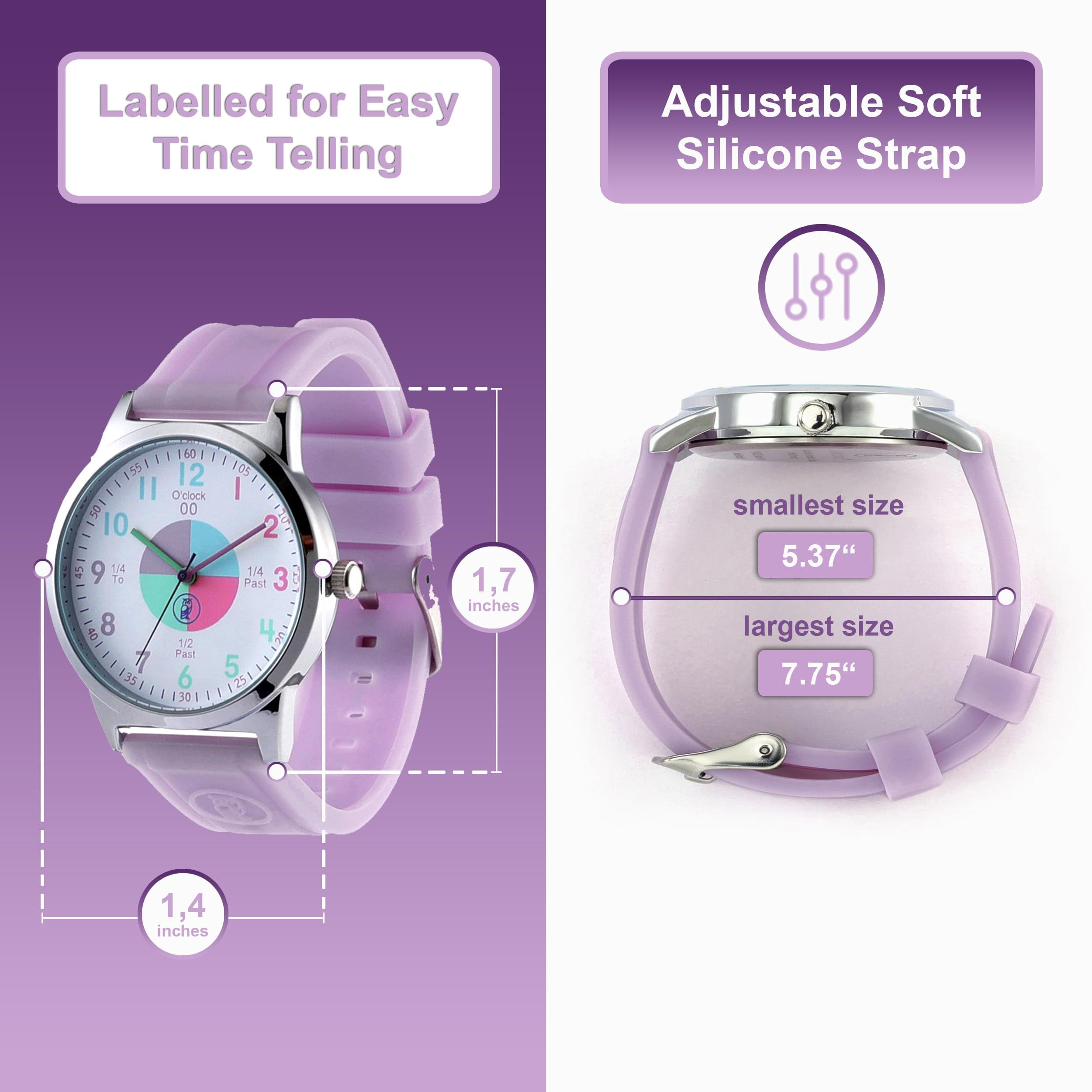 OWLCONIC Purple Kids Watch - Analog Time Teaching for Kids Learning Time, Gift Watches. - Image 5