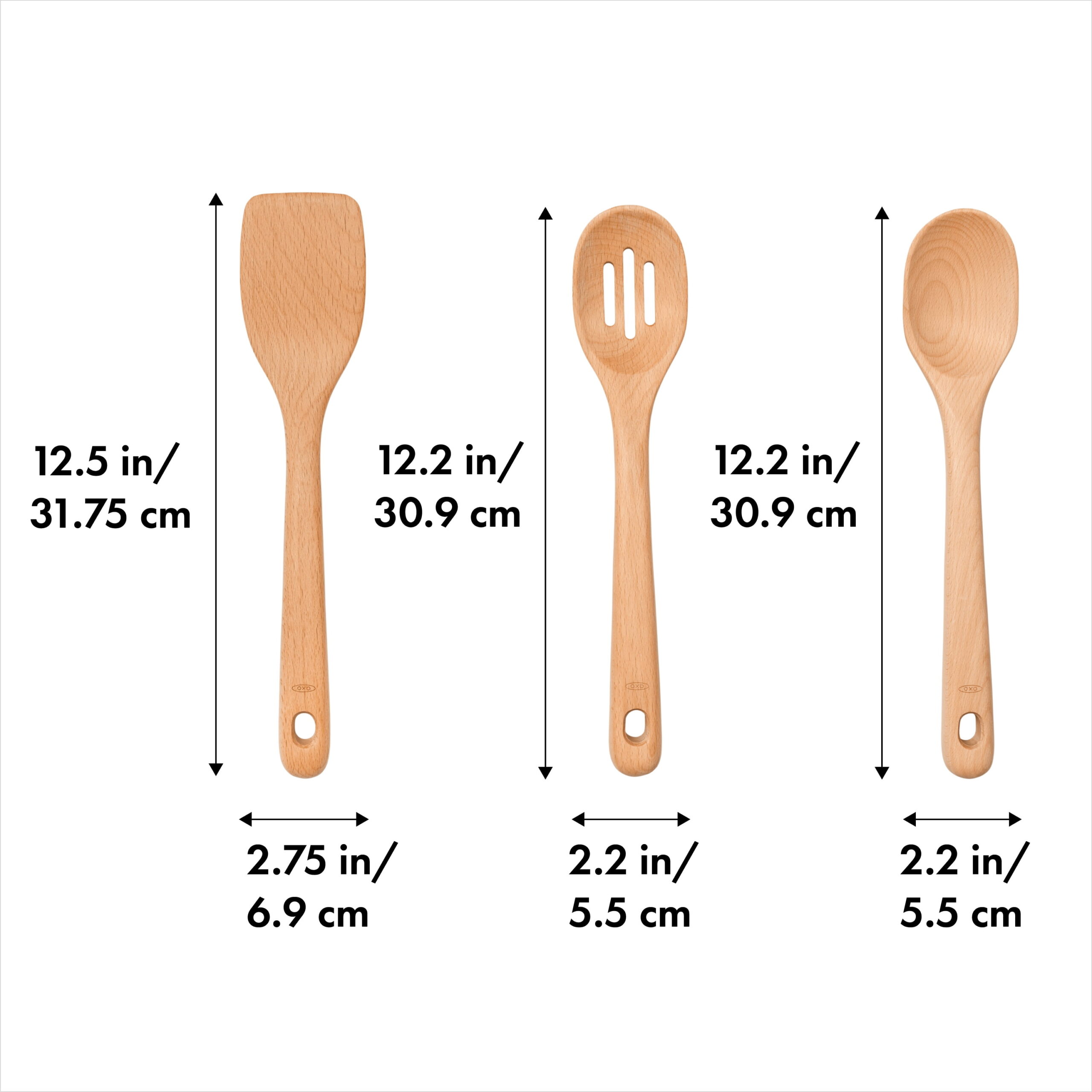 OXO SoftWorks 3 Pc Wooden Cooking Utensil Set, Beachwood - Image 4