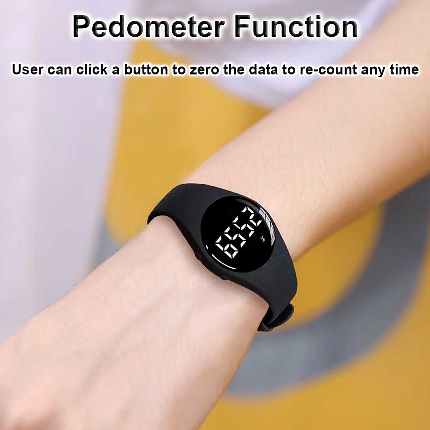Pedometer Watch No Bluetooth No App IP68 Waterproof Watch for Kid Boys Girls, Rechargeable Digital Watch with Alarm Clock Timer Step Counter - Image 5