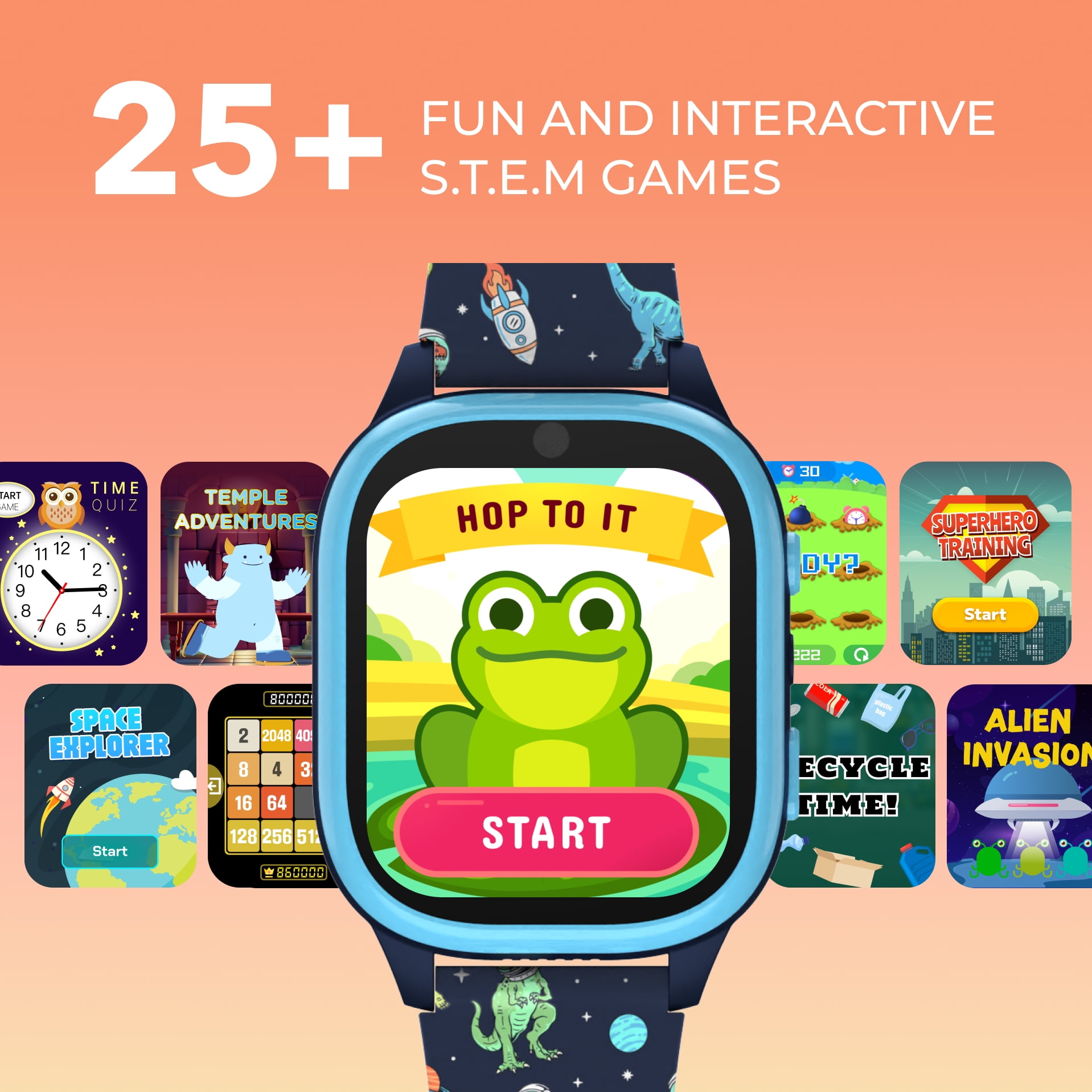 PlayZoom 4 Kids Smartwatch – 25 STEM Games, Camera, Step Counter, Audiobooks, Bluetooth, Splash Resistant, 7-Day Battery - Image 5