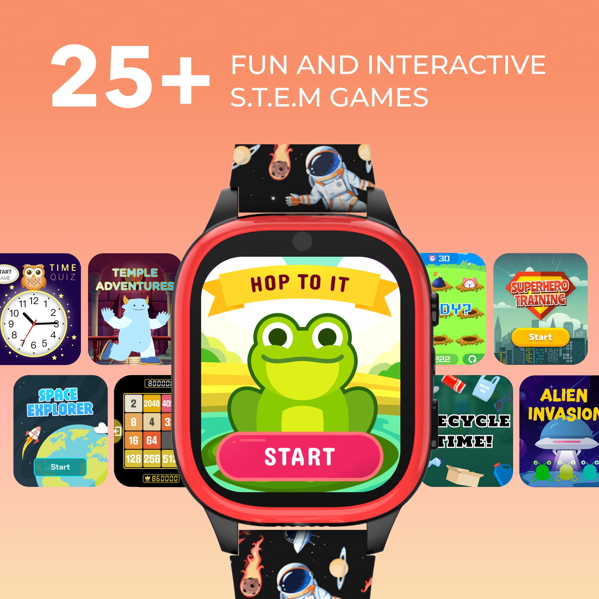 PlayZoom 4 Kids Smartwatch – 25 STEM Games, Camera, Step Counter, Audiobooks, Bluetooth, Splash Resistant, 7-Day Battery - Image 3