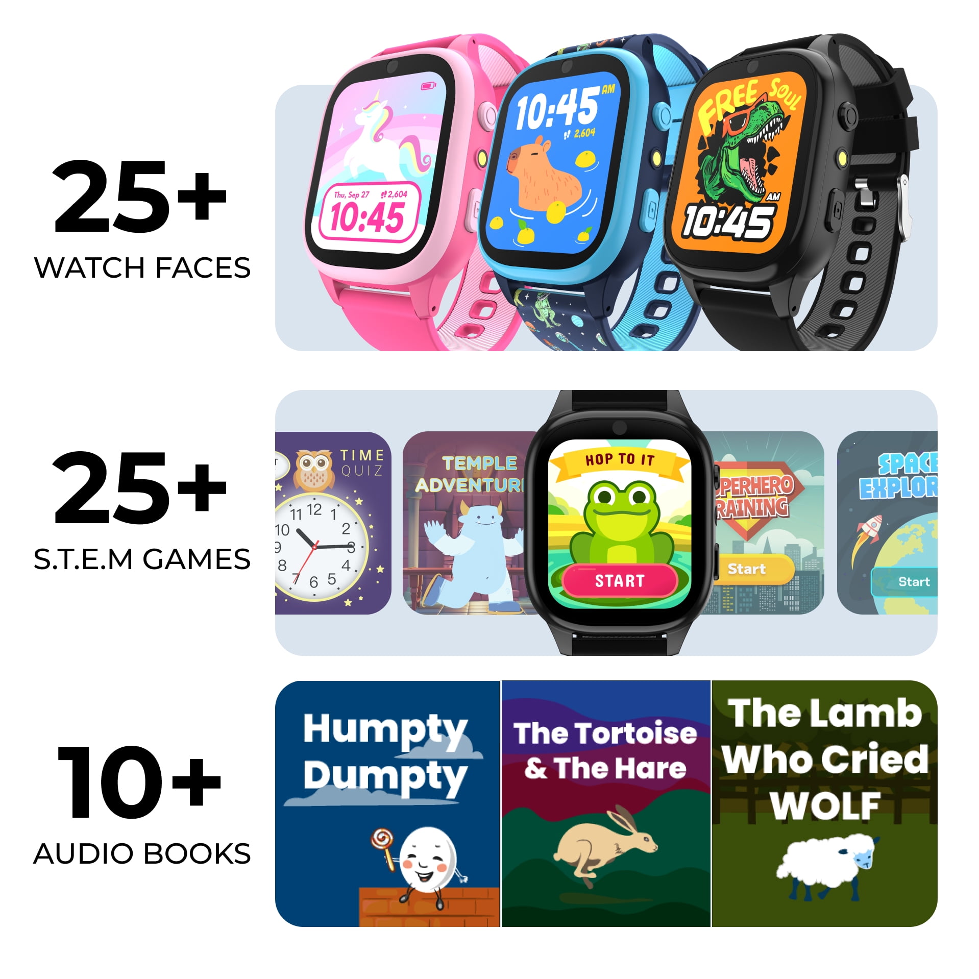 PlayZoom 4 Kids Smartwatch – 25 STEM Games, Camera, Step Counter, Audiobooks, Bluetooth, Splash Resistant, 7-Day Battery - Image 2