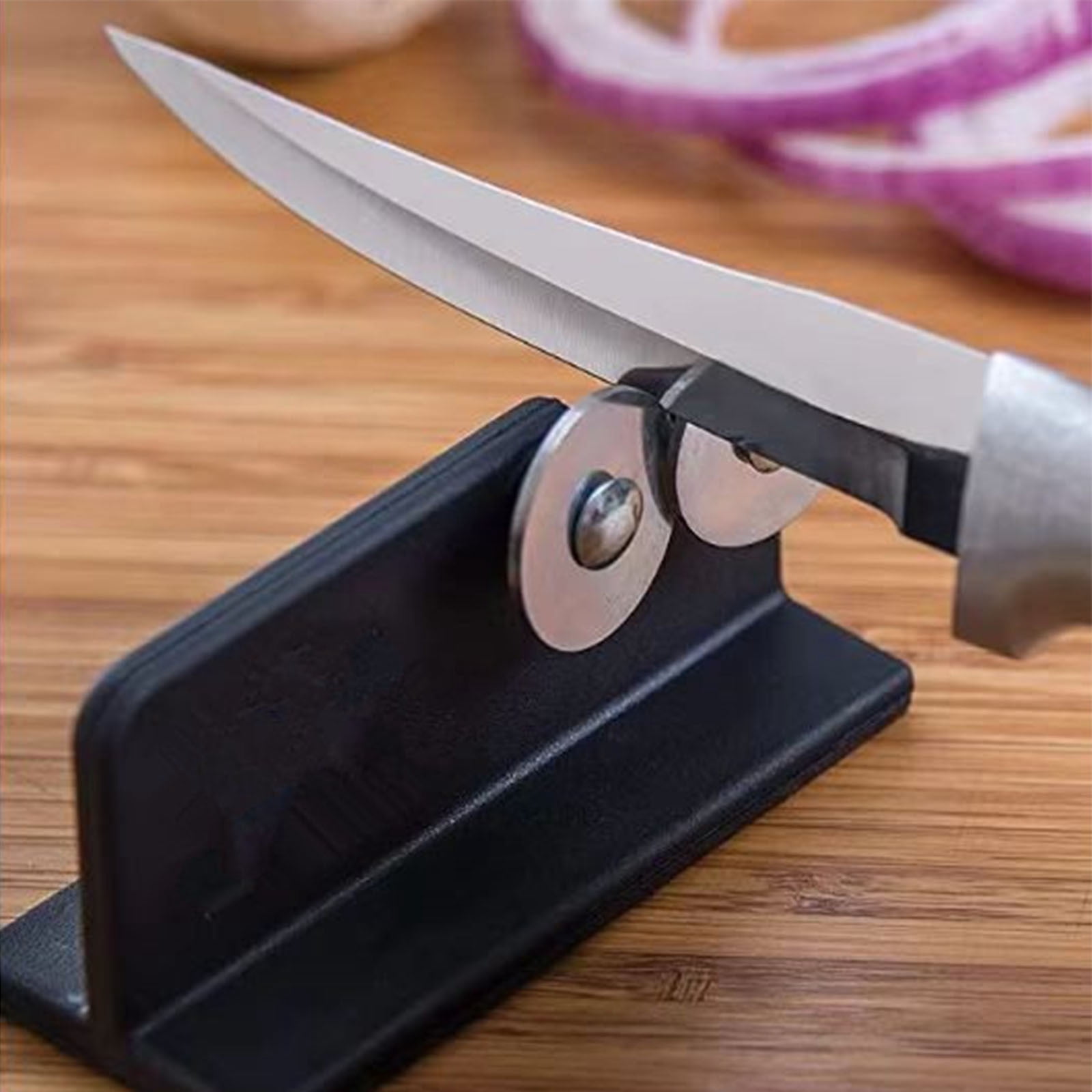 Portable Knife Sharpener Stainless Steel Sharpening Wheels Compact Manual Sharpener For Kitchen Knives Outdoor Camping Hunting Fillet Kitchen Tool - Image 4