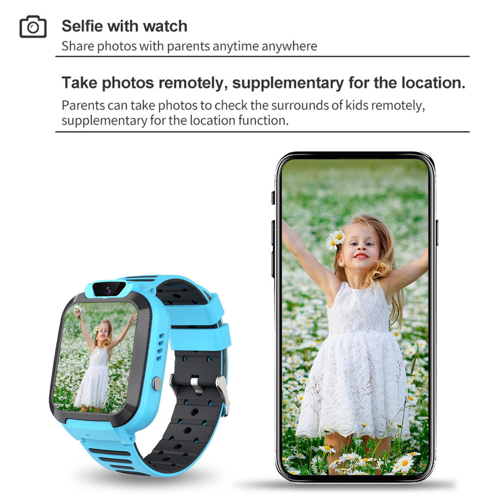 Blasgw Kids Smart Watch For Boys Girls Ages 3-12 With Games Video Camera Music Player Call 12/24 Hour Clock Flashlight Calculator HD Touchscreen Blue - Image 2