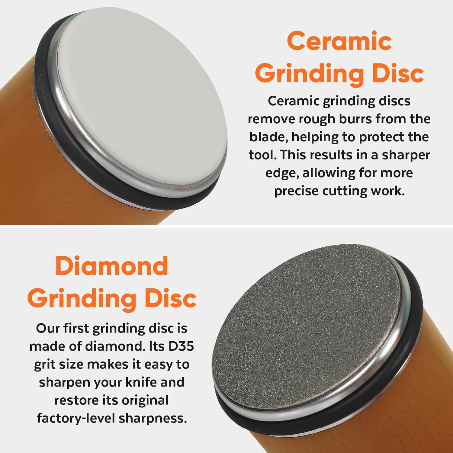 Premium Rolling Knife Sharpener Kit - Magnetic Manual with & Ceramic Discs, Two Discs, Leather Strop & Stand, 15 ° & 20 ° Angle Guides - Image 2