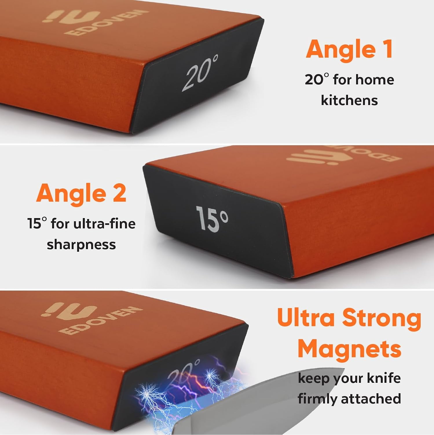 Premium Rolling Knife Sharpener Kit - Magnetic Manual with & Ceramic Discs, Two Discs, Leather Strop & Stand, 15 ° & 20 ° Angle Guides - Image 3