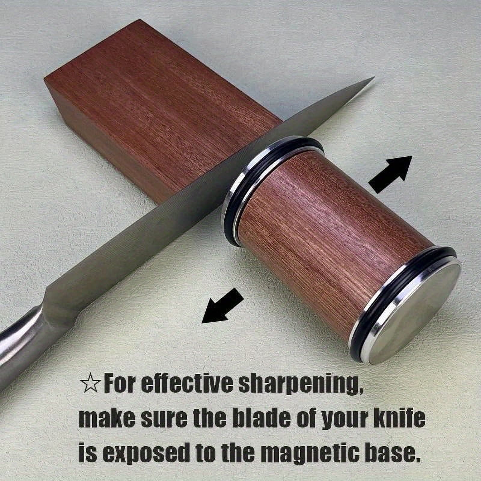 Premium Rolling Knife Sharpener with Magnetic Angle Guide - 15 & 20 Degree Settings, Diamond Grit for Steel Blades, Wooden Handle - Image 4