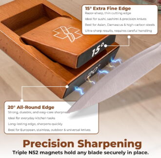 Professional Rolling Knife Sharpener Kit with Wooden Block for Kitchen and Japanese Knives