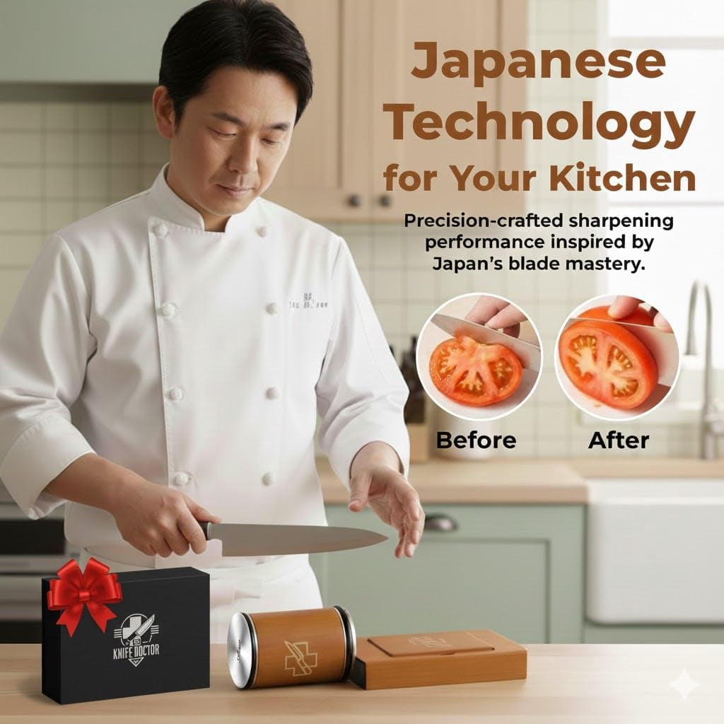 Professional Rolling Knife Sharpener Kit with Wooden Block for Kitchen and Japanese Knives - Image 4
