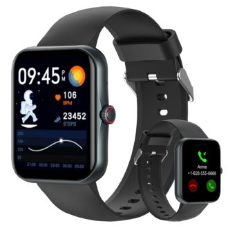PTHTECHUS 1.83'' Smart Watch for Kids Sport Smartwatch with 37 Sports Modes DIY Watch Touchscreen Phone Calls Music Calculator Excellent Gift for Teenage(Black)