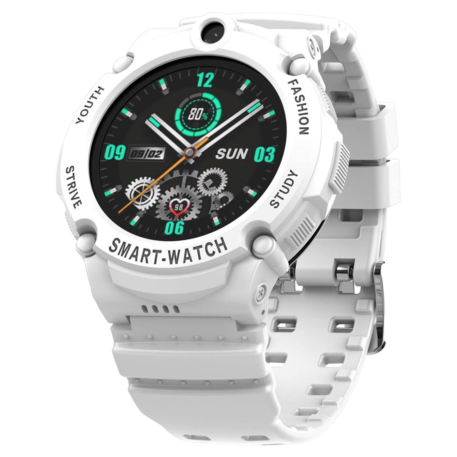 PTHTECHUS S02 Smart Watch for Boys Girls Smartwatch for Kids with 4G SIM GPS Video Call Pedometer MP3 Flashlights Calculator Alarm Clock Children Holiday Gift White - Image 4
