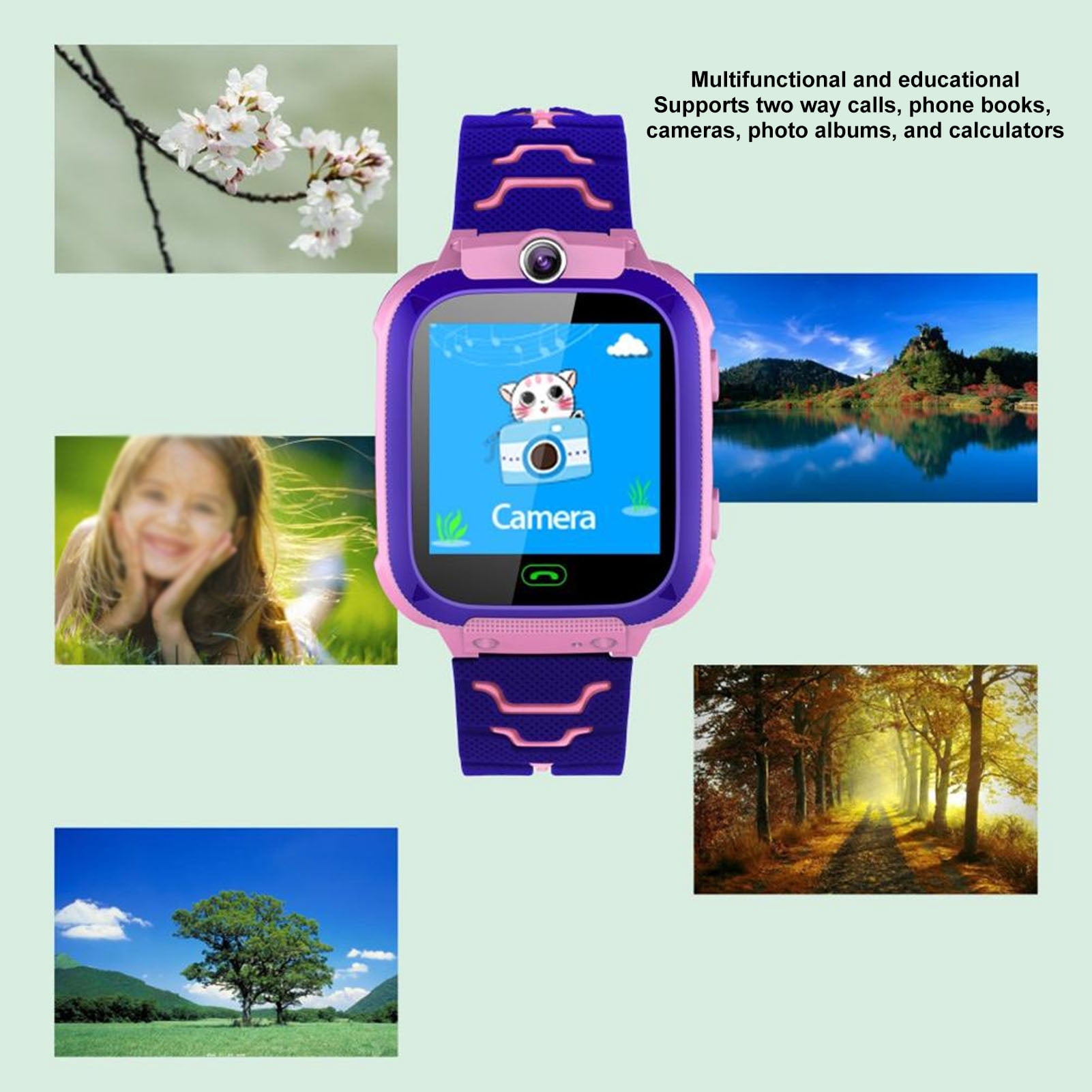 Riousery Kids Smart Watch 2G GSM IP67 Waterproof Touch Screen Phone Watch with SOS Camera for Boys Girls (Pink, 1.44 inches / 3.66 cm Display) - Image 2