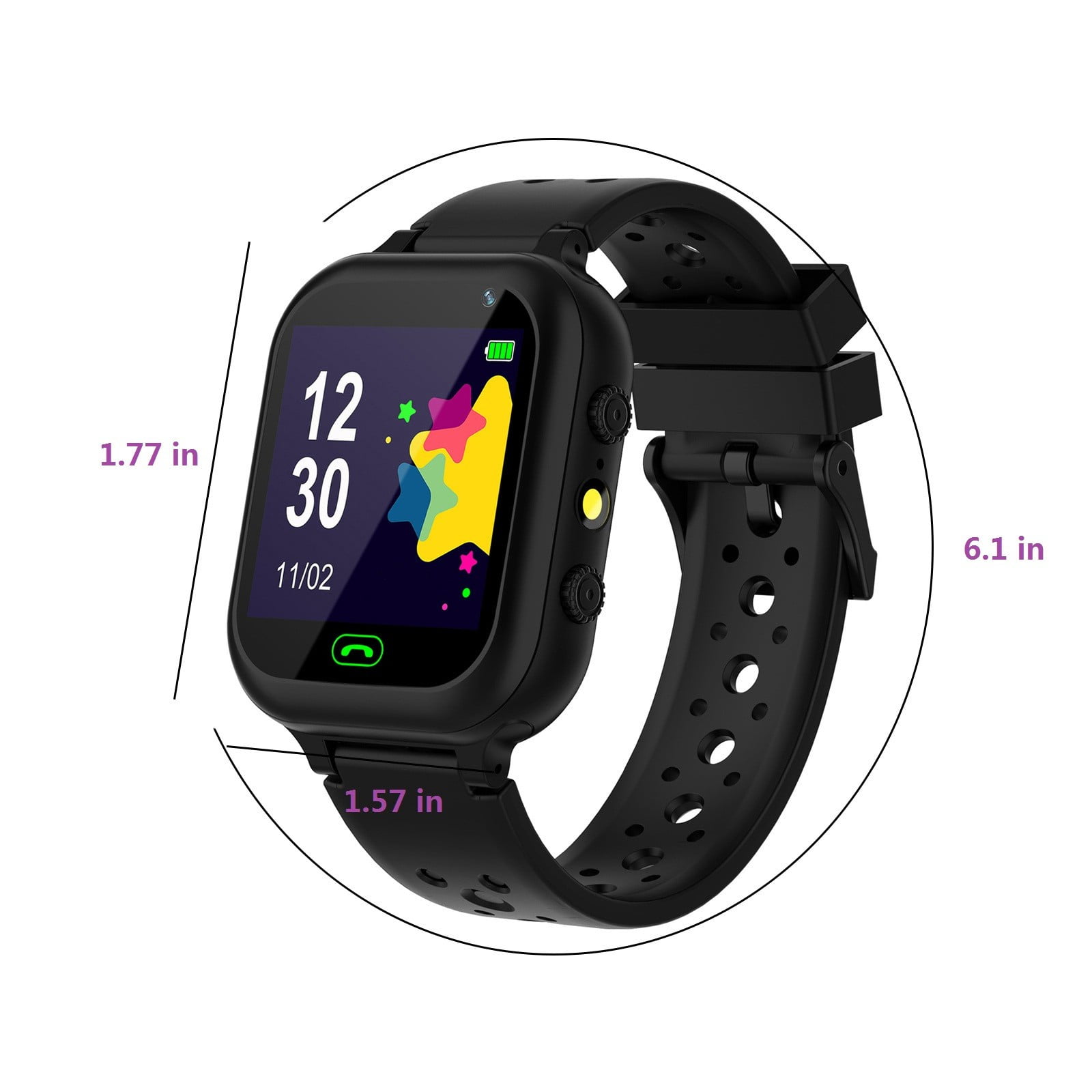 Jacenvly 2024 New Smart Watch Kids Smart Watch For Boys Girls Ages 3-12 With Games Video Camera Music Player Call 12/24 Hour Clock Flashlight Calculator Hd Touchscreen Watch Batteries Black - Image 4