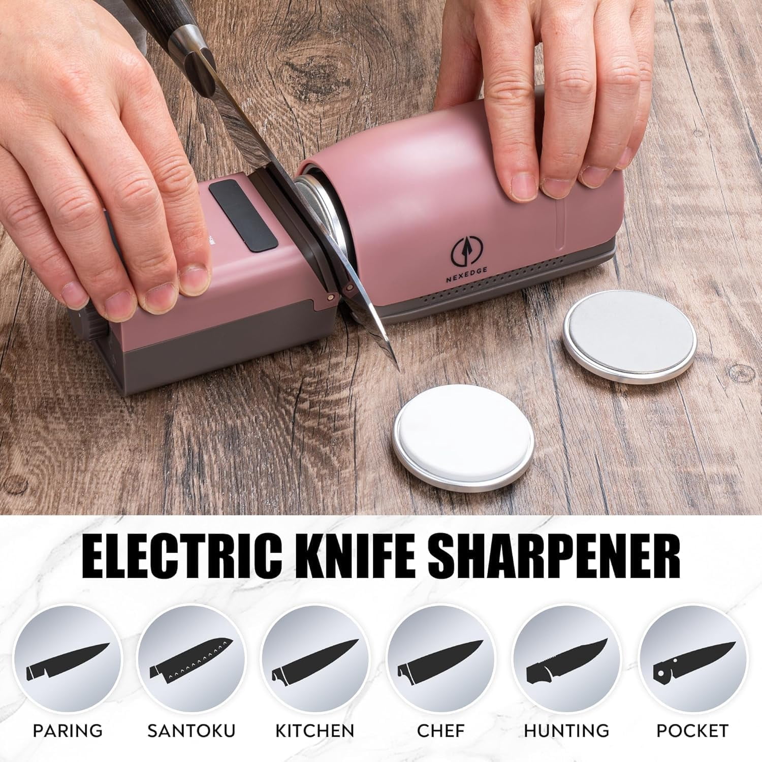 Rolling Electric Knife Sharpener with 3 Heads & 3 Speeds, Adjustable Angle Kit - Image 2