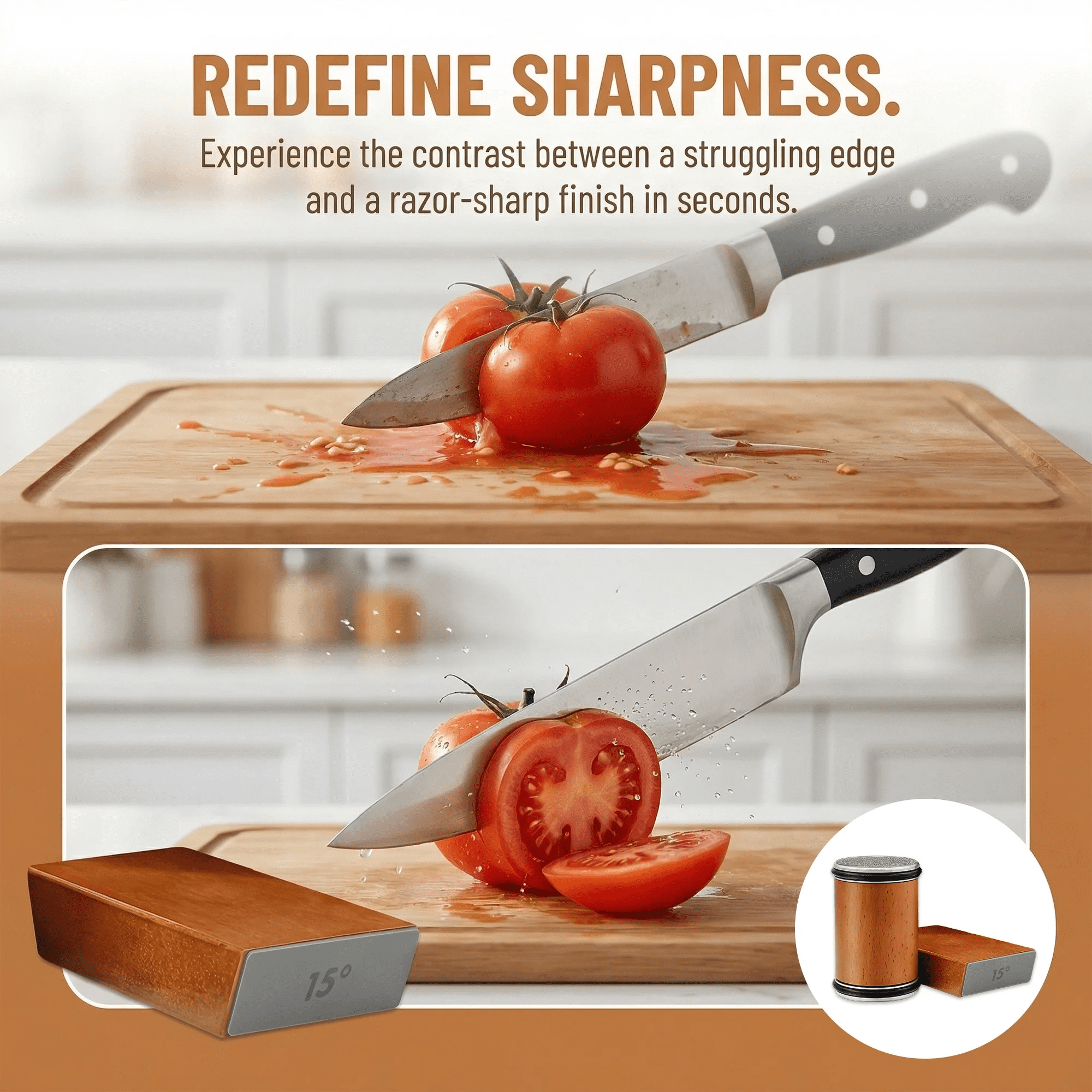 Rolling Knife Sharpener Kit, 4-Angle Tumbler Knife Sharpener with Double Diamond 400/1000 Discs for Kitchen Knives - Image 4