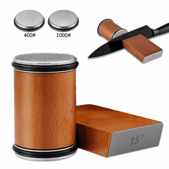Rolling Knife Sharpener Kit, 4-Angle Tumbler Knife Sharpener with Double Diamond 400/1000 Discs for Kitchen Knives