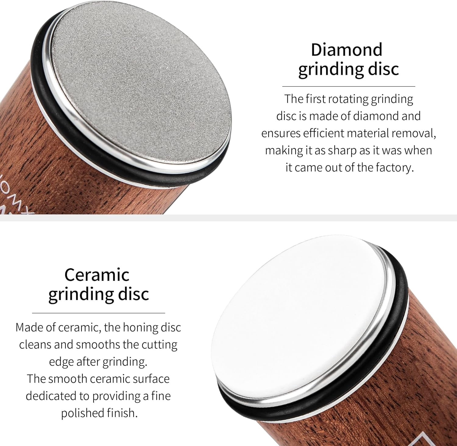 Rolling Knife Sharpener Kit | Diamond & Ceramic Disc Knife Sharpening System with Magnetic 15° & 20° Angle Guide | Manual Sharpener for Kitchen, Chef, Pocket & Japanese Knives | Gift Ready - Image 3