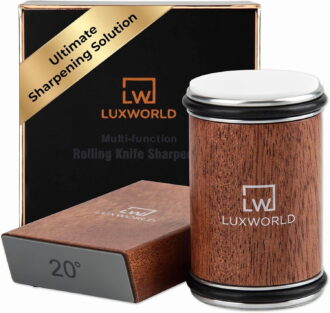 Rolling Knife Sharpener Kit | Diamond & Ceramic Disc Knife Sharpening System with Magnetic 15° & 20° Angle Guide | Manual Sharpener for Kitchen, Chef, Pocket & Japanese Knives | Gift Ready