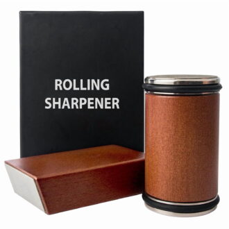 Rolling Knife Sharpener Kit, Diamond & Ceramic Sharpening for Steel, Kitchen Tool with 15 & 20 Degree Magnetic Angle (Brown)